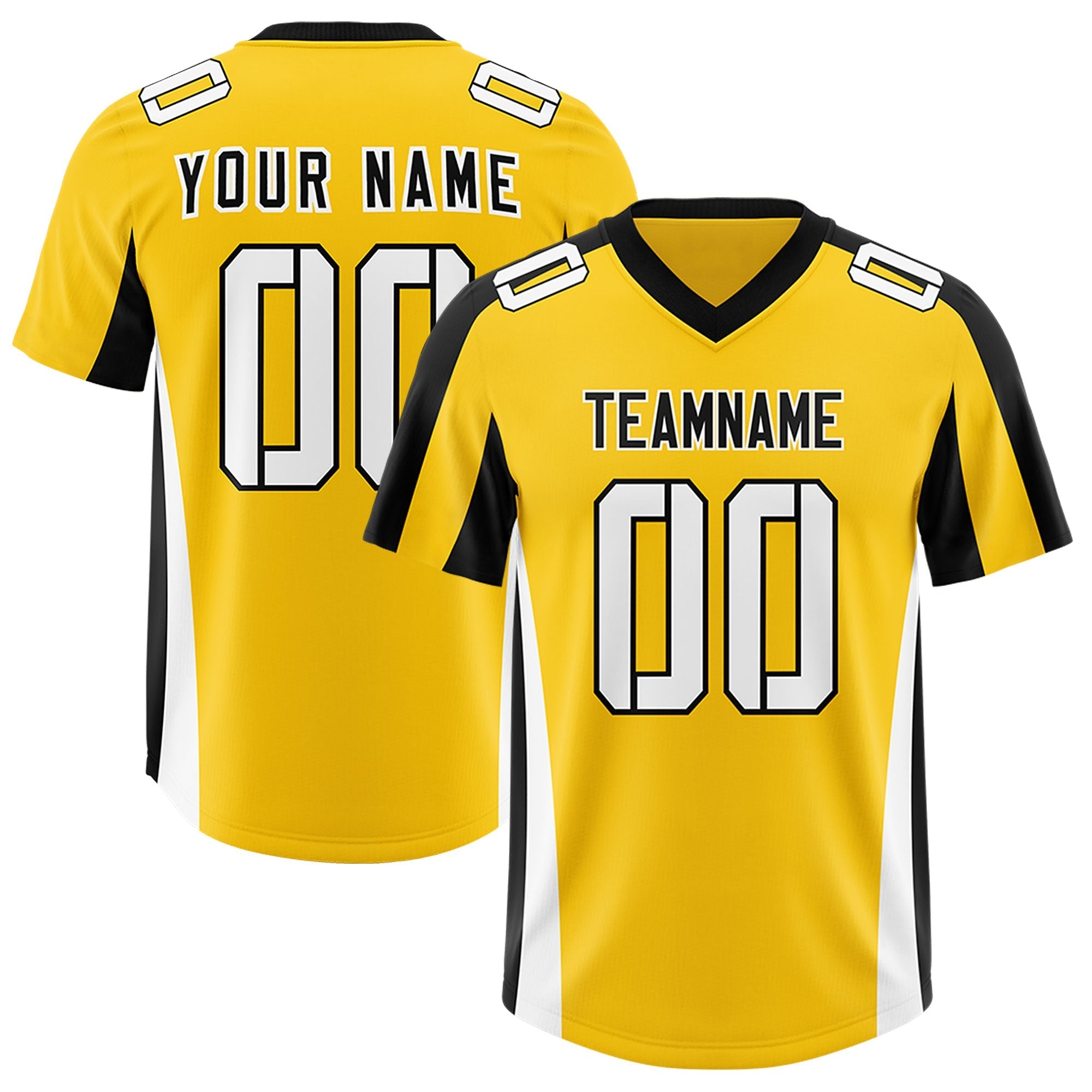 Custom Gold Black Side Stripe Pattern Authentic American Football Jersey