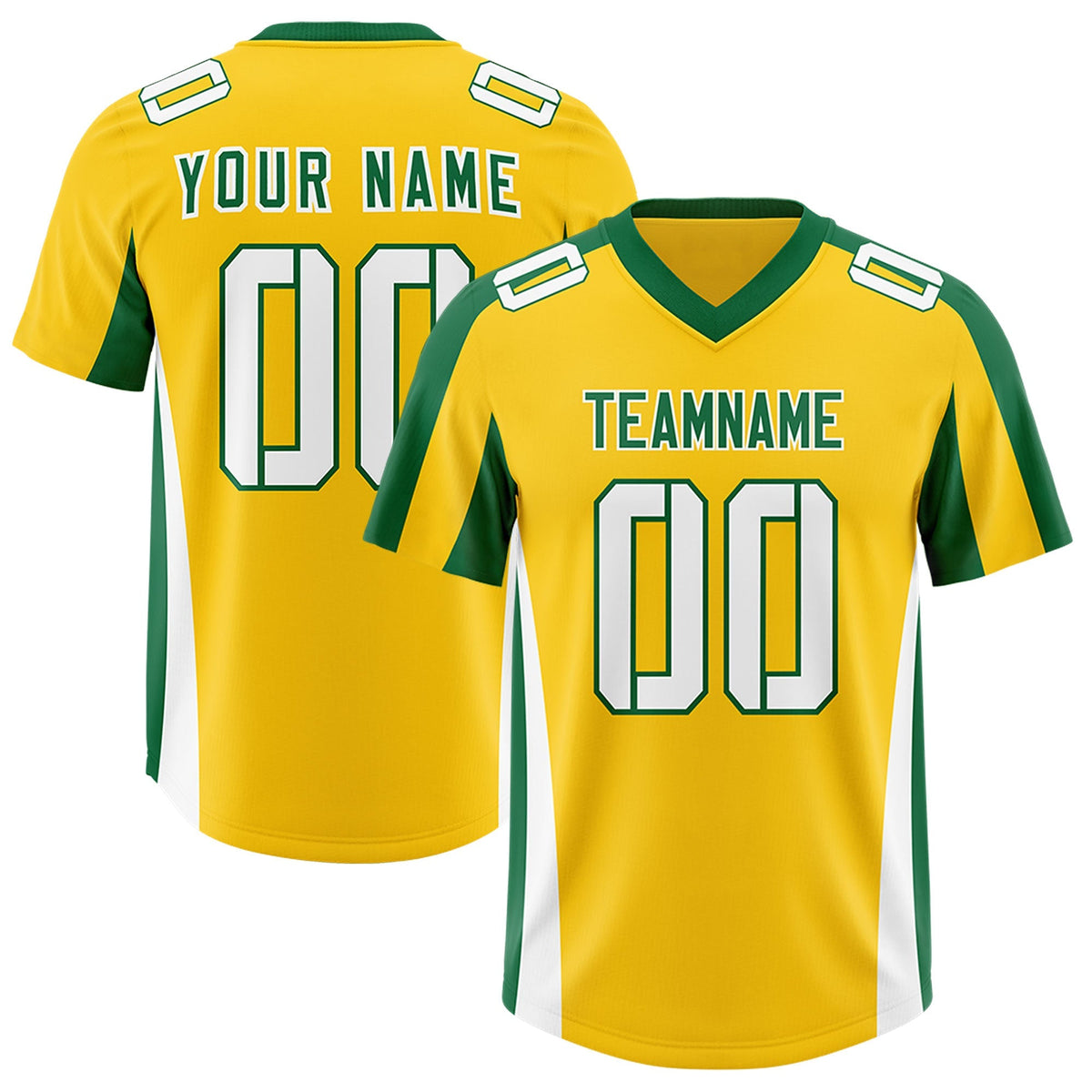 Custom Gold Kelly Green Side Stripe Pattern Authentic American Football Jersey