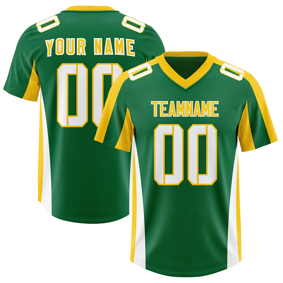 Custom Kelly Green Gold Side Stripe Pattern Authentic American Football Jersey