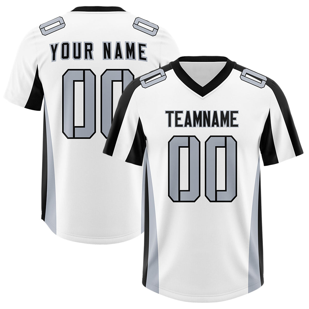 Custom White Black Side Stripe Pattern Authentic American Football Jersey
