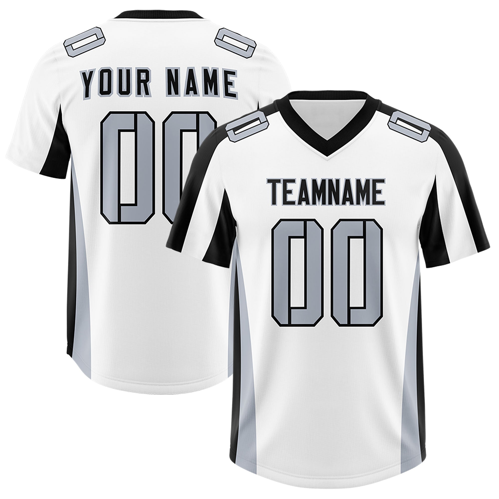 Custom White Black Side Stripe Pattern Authentic American Football Jersey