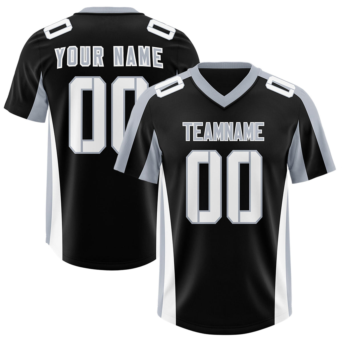 Custom Black Silver Side Stripe Pattern Authentic American Football Jersey