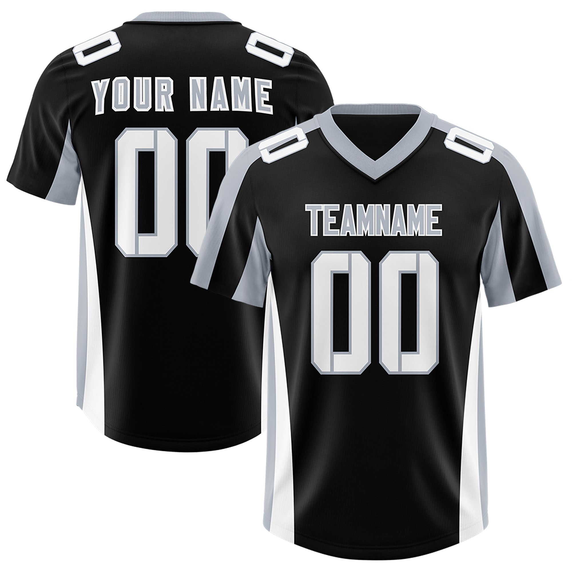 Custom Black Silver Side Stripe Pattern Authentic American Football Jersey