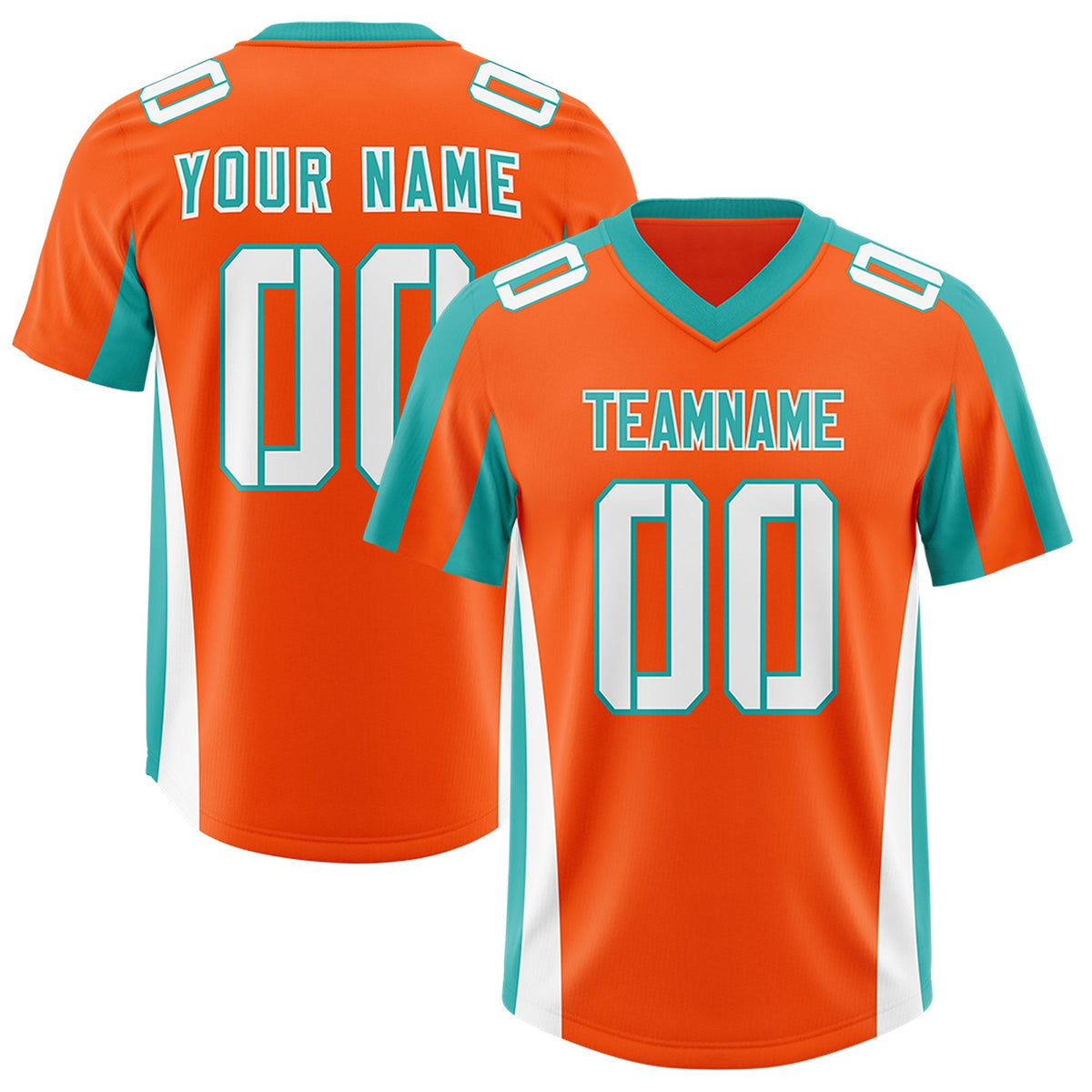 Custom Orange Aqua Side Stripe Pattern Authentic American Football Jersey