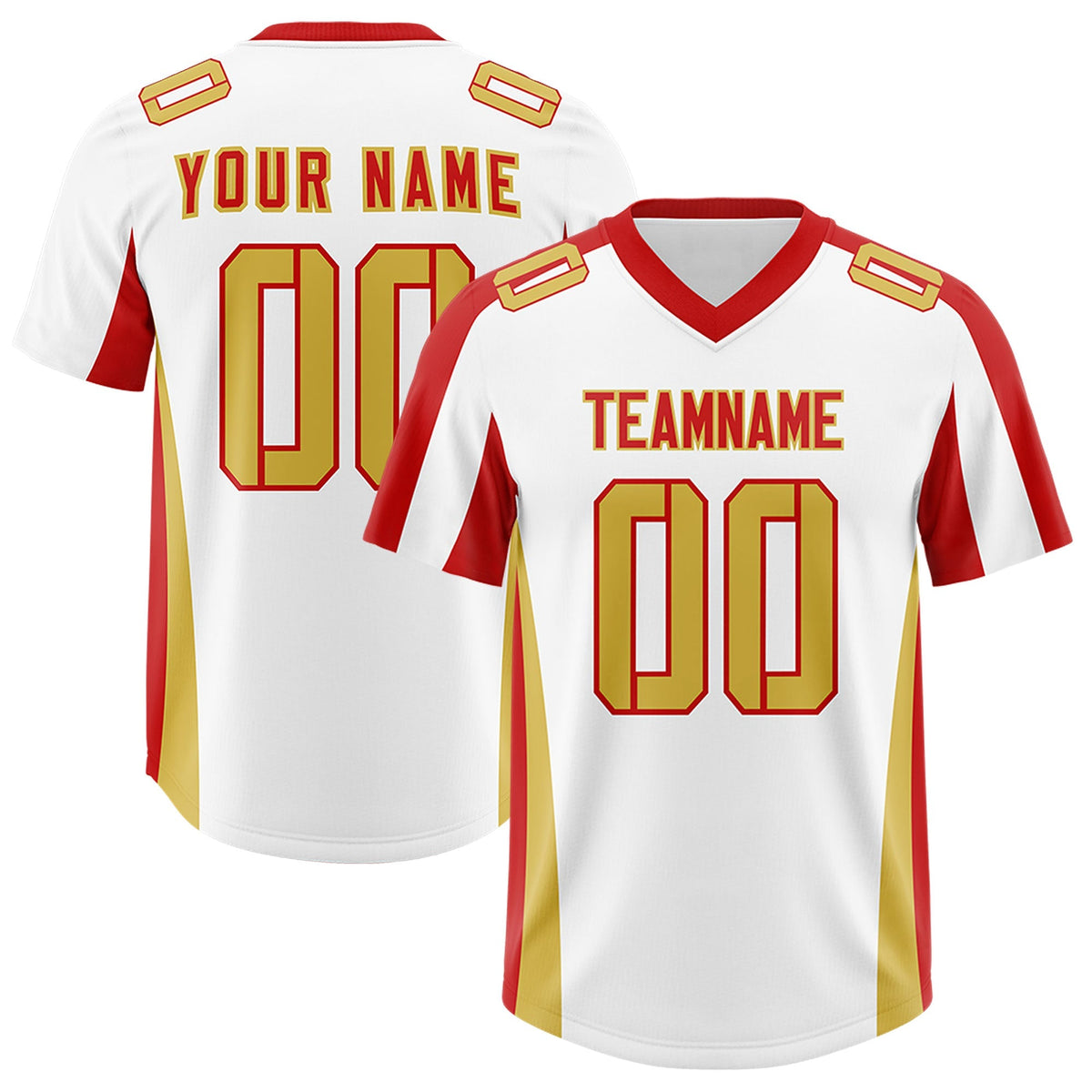 Custom White Red Side Stripe Pattern Authentic American Football Jersey