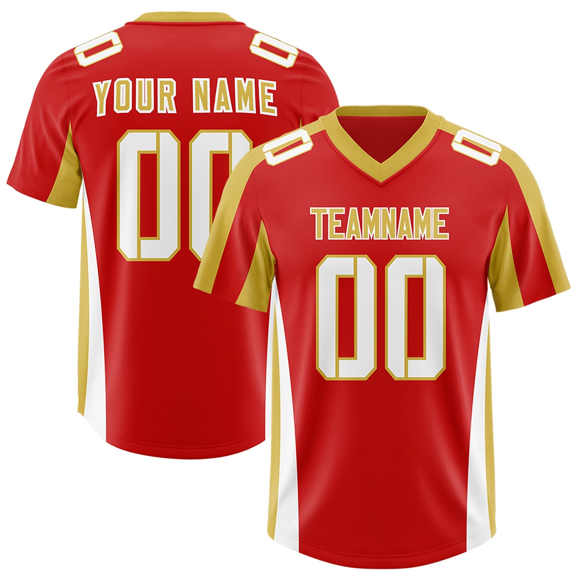 Custom Red Old Gold Side Stripe Pattern Authentic American Football Jersey