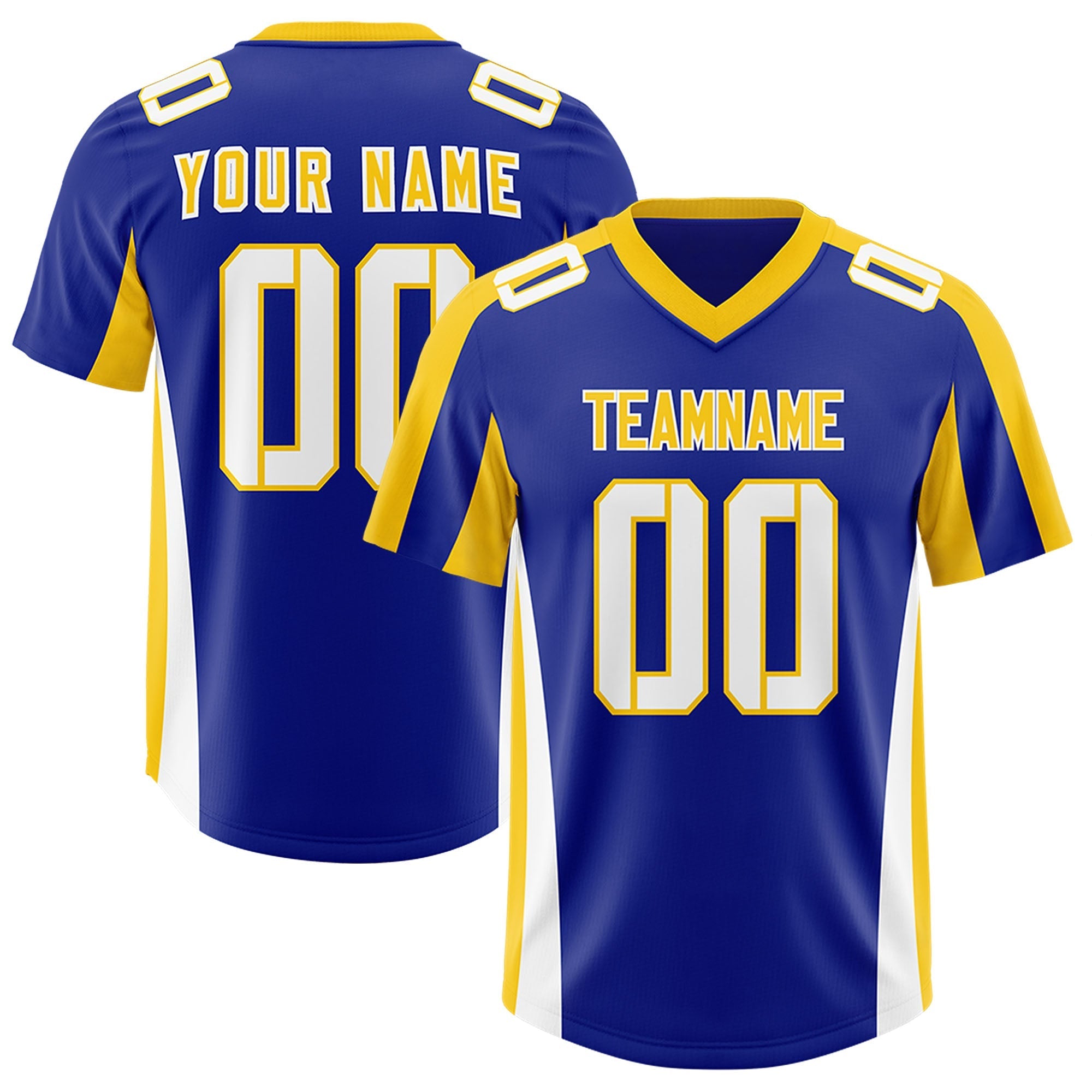 Custom Royal Gold Side Stripe Pattern Authentic American Football Jersey