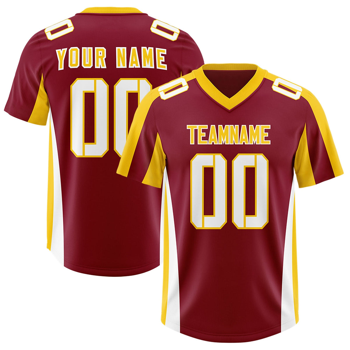 Custom Crimson Gold Side Stripe Pattern Authentic American Football Jersey