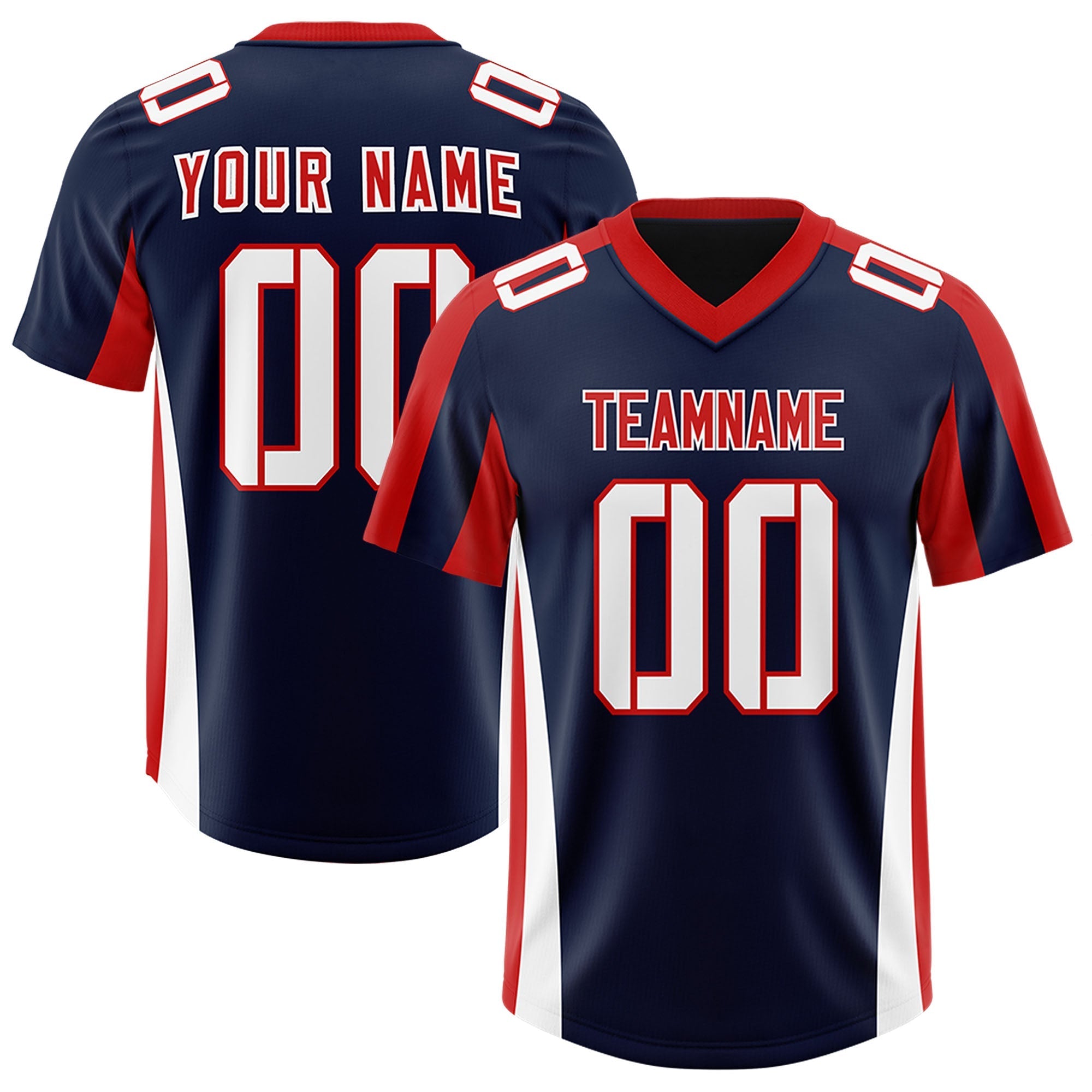 Custom Navy Red Side Stripe Pattern Authentic American Football Jersey