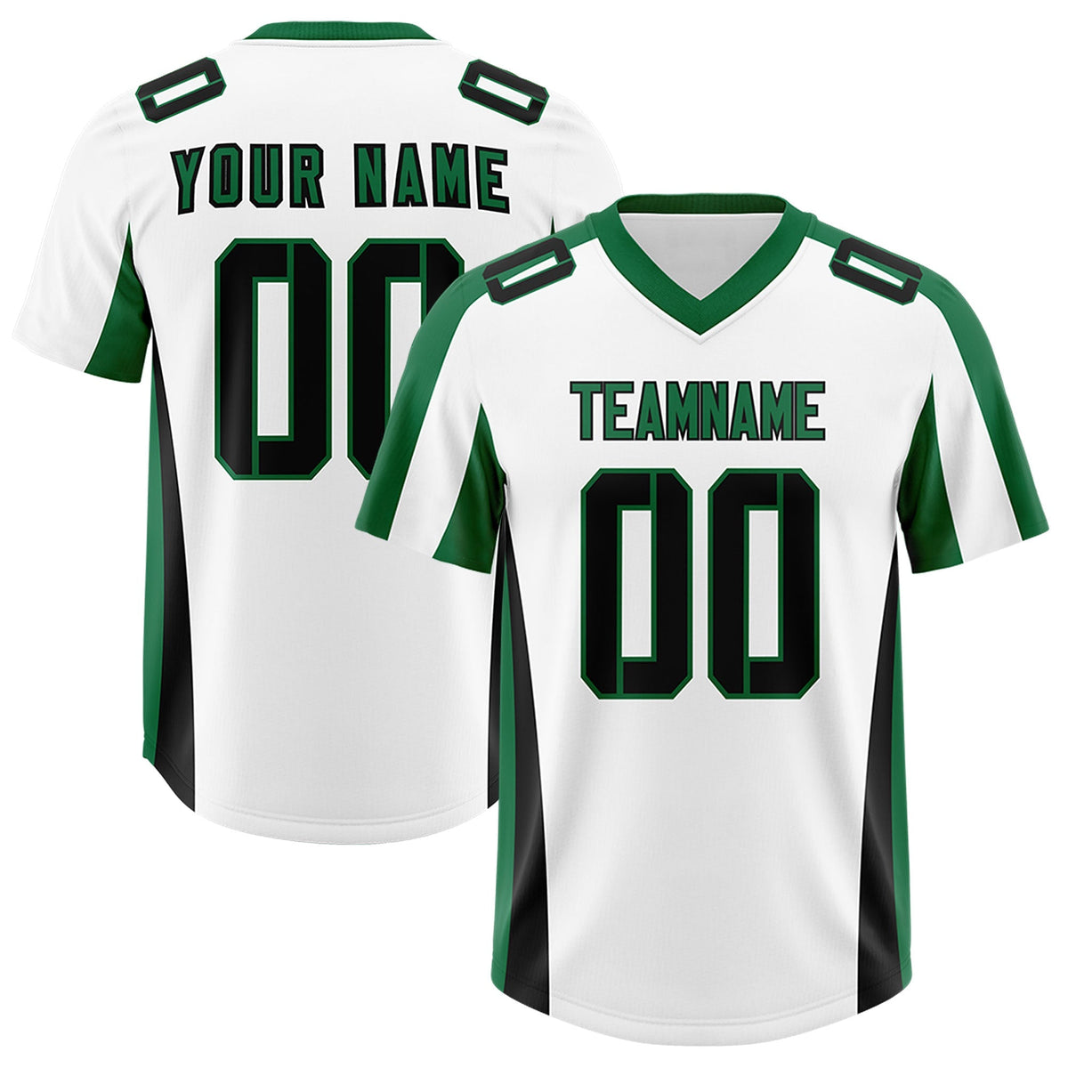 Custom White Kelly Green Side Stripe Pattern Authentic American Football Jersey