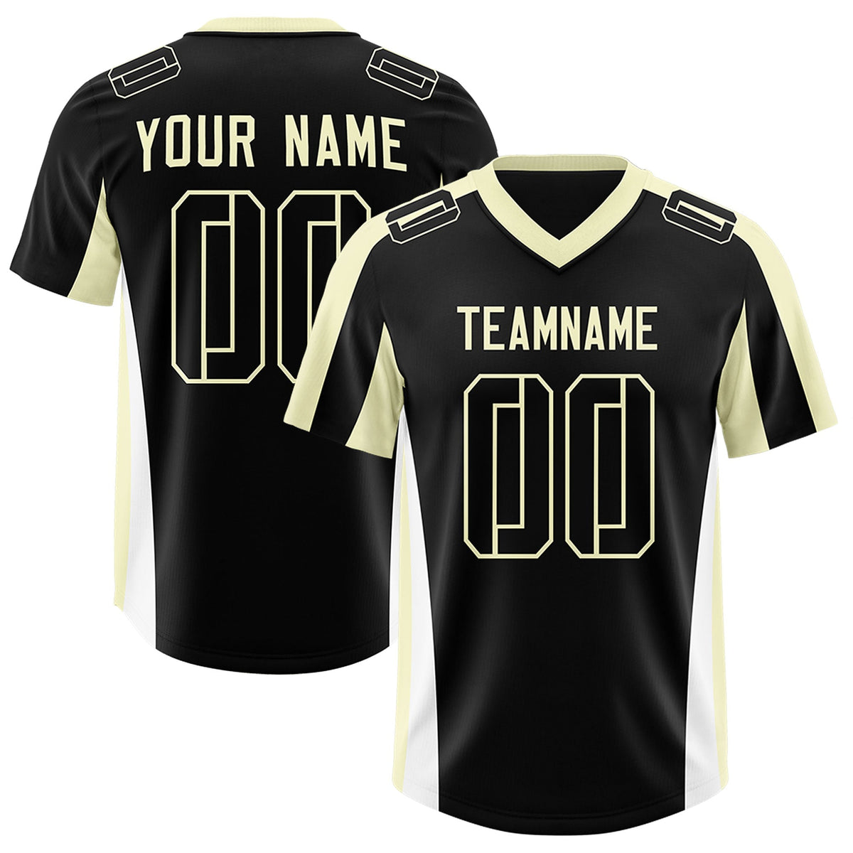 Custom Black Cream Side Stripe Pattern Authentic American Football Jersey