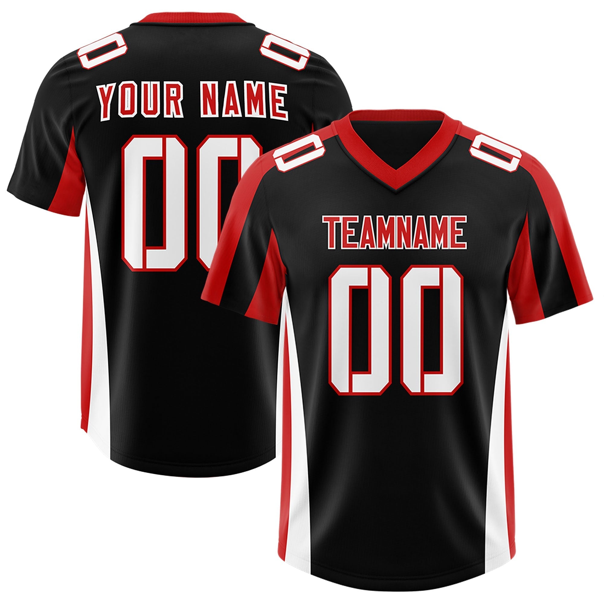Custom Black Red Side Stripe Pattern Authentic American Football Jersey
