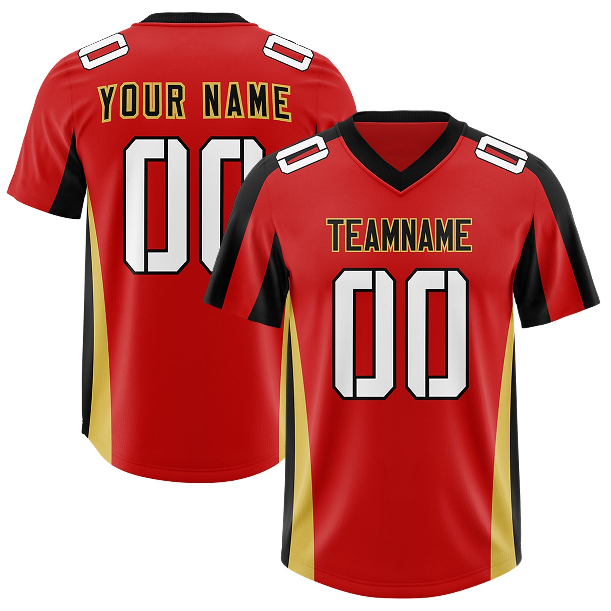 Custom Red Black Side Stripe Pattern Authentic American Football Jersey