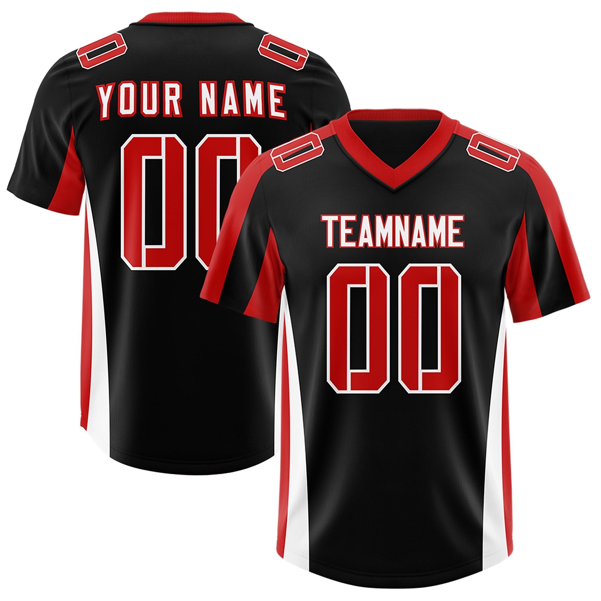 Custom Black Red Side Stripe Pattern Authentic American Football Jersey