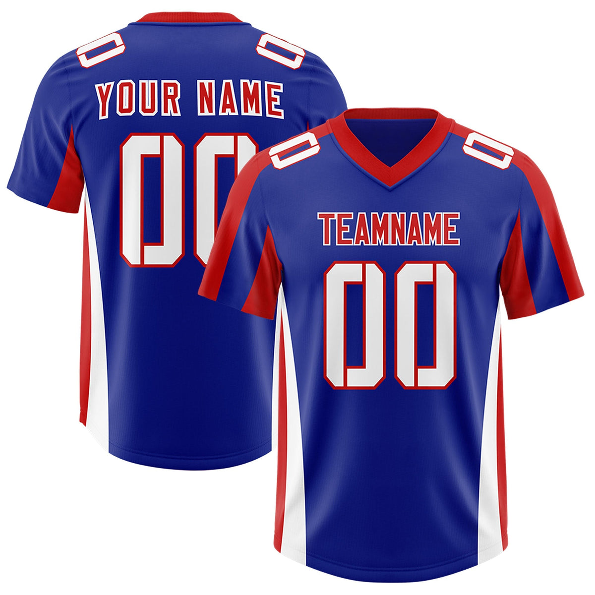 Custom Royal Red Side Stripe Pattern Authentic American Football Jersey