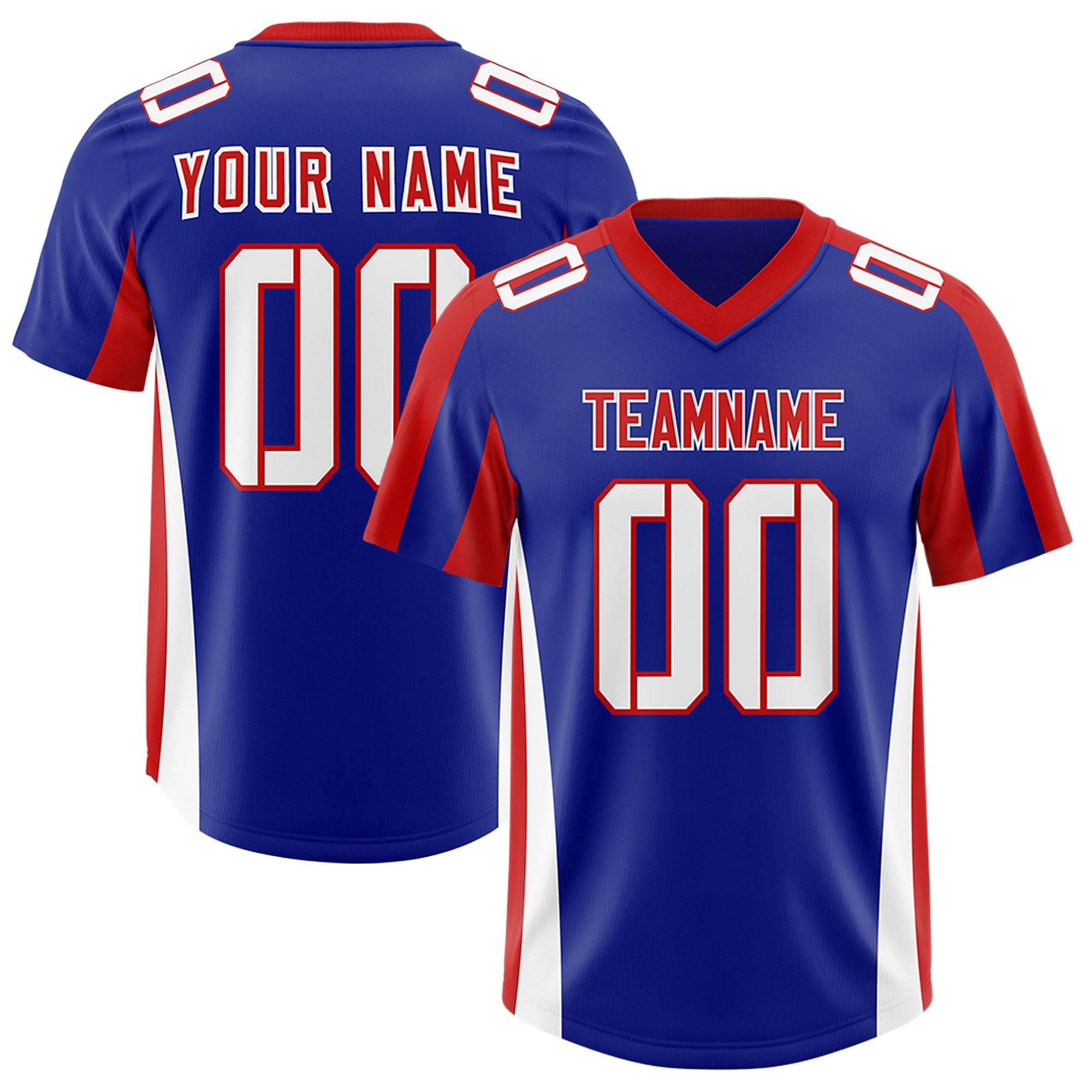 Custom Royal Red Side Stripe Pattern Authentic American Football Jersey