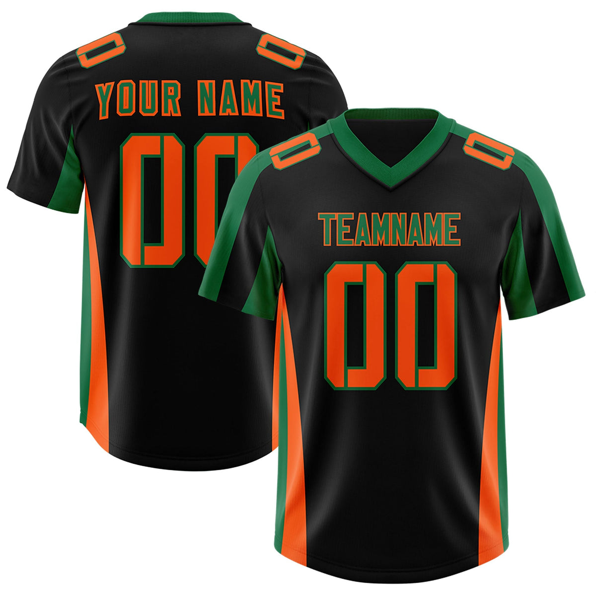Custom Black Kelly Green Side Stripe Pattern Authentic American Football Jersey