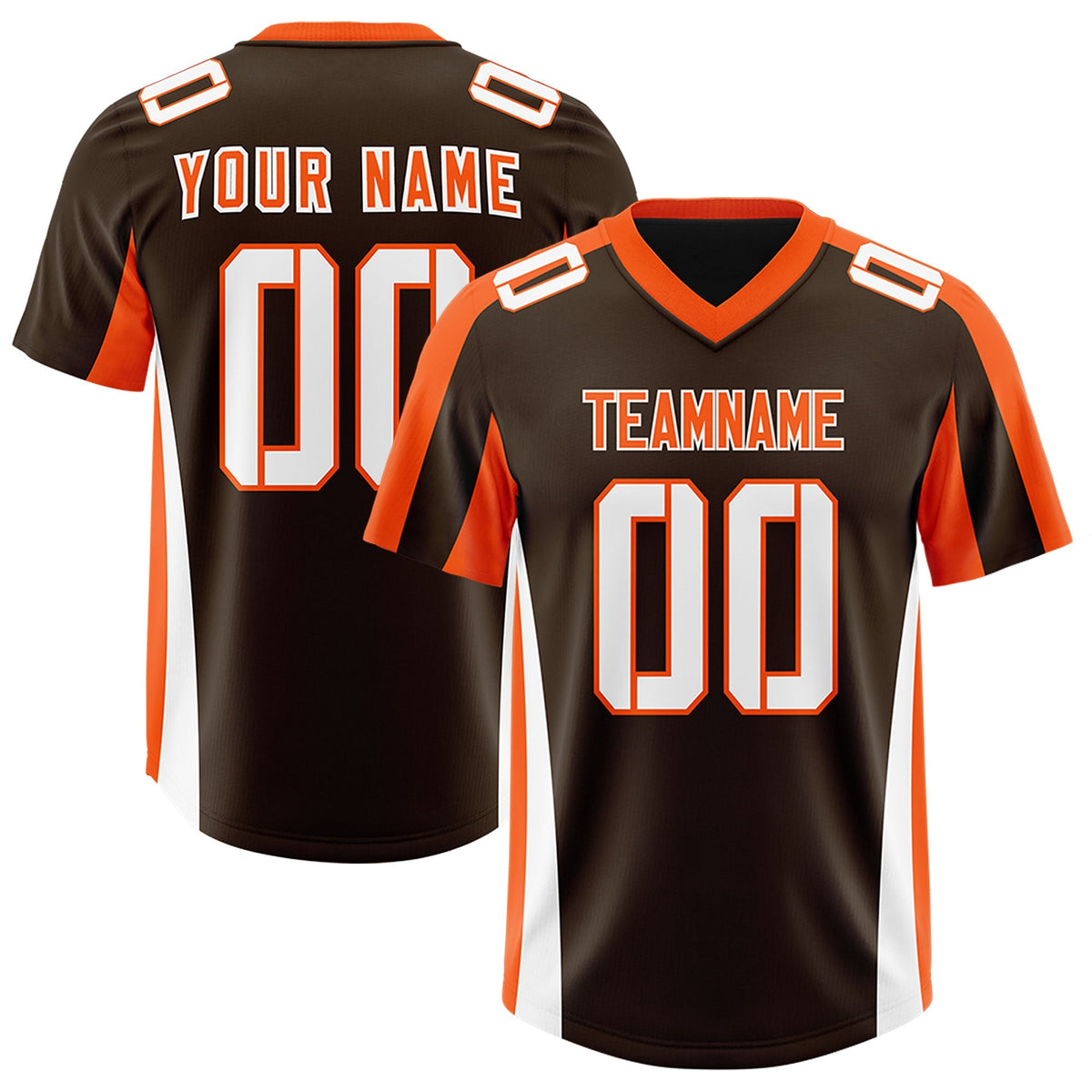 Custom Brown Orange Side Stripe Pattern Authentic American Football Jersey