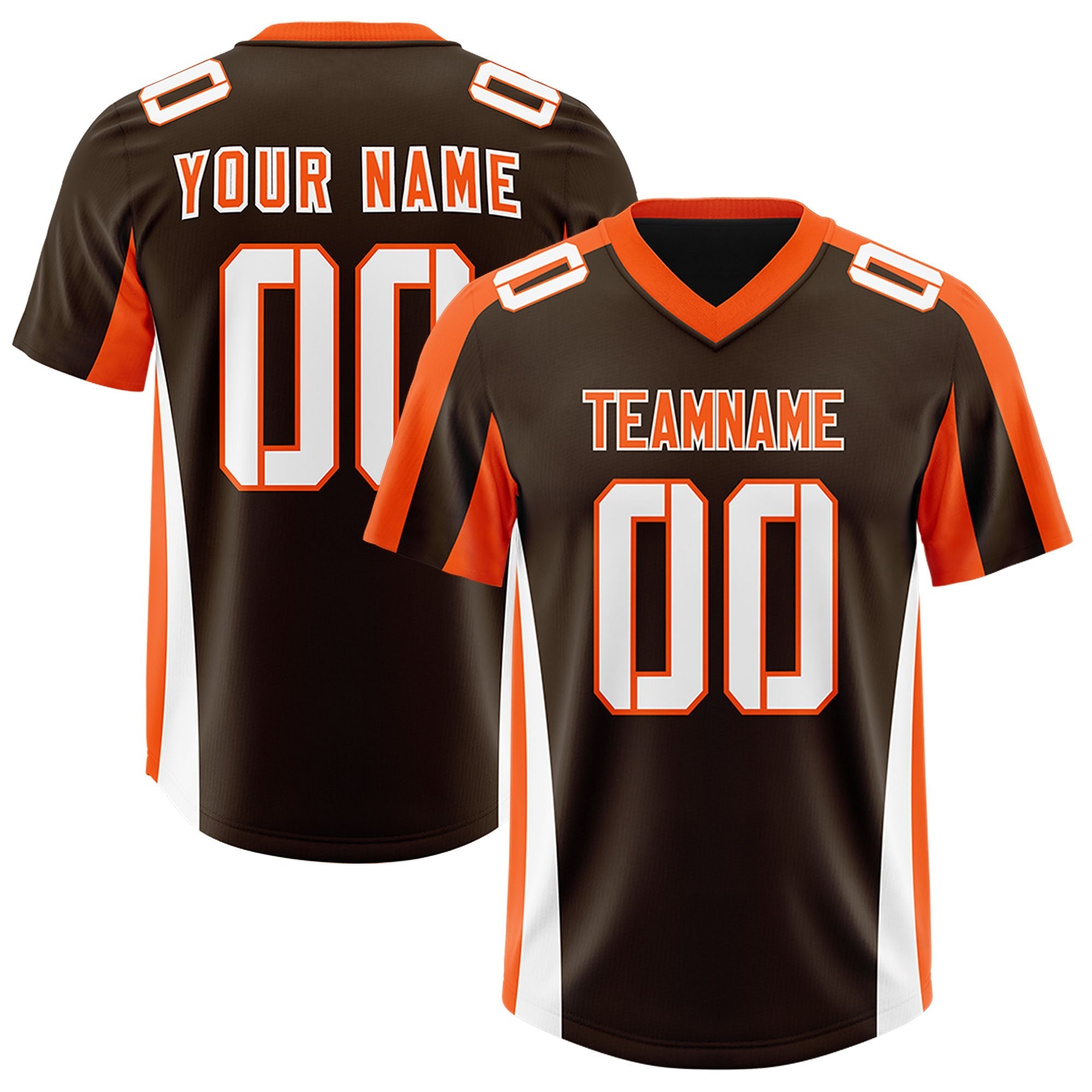 Custom Brown Orange Side Stripe Pattern Authentic American Football Jersey