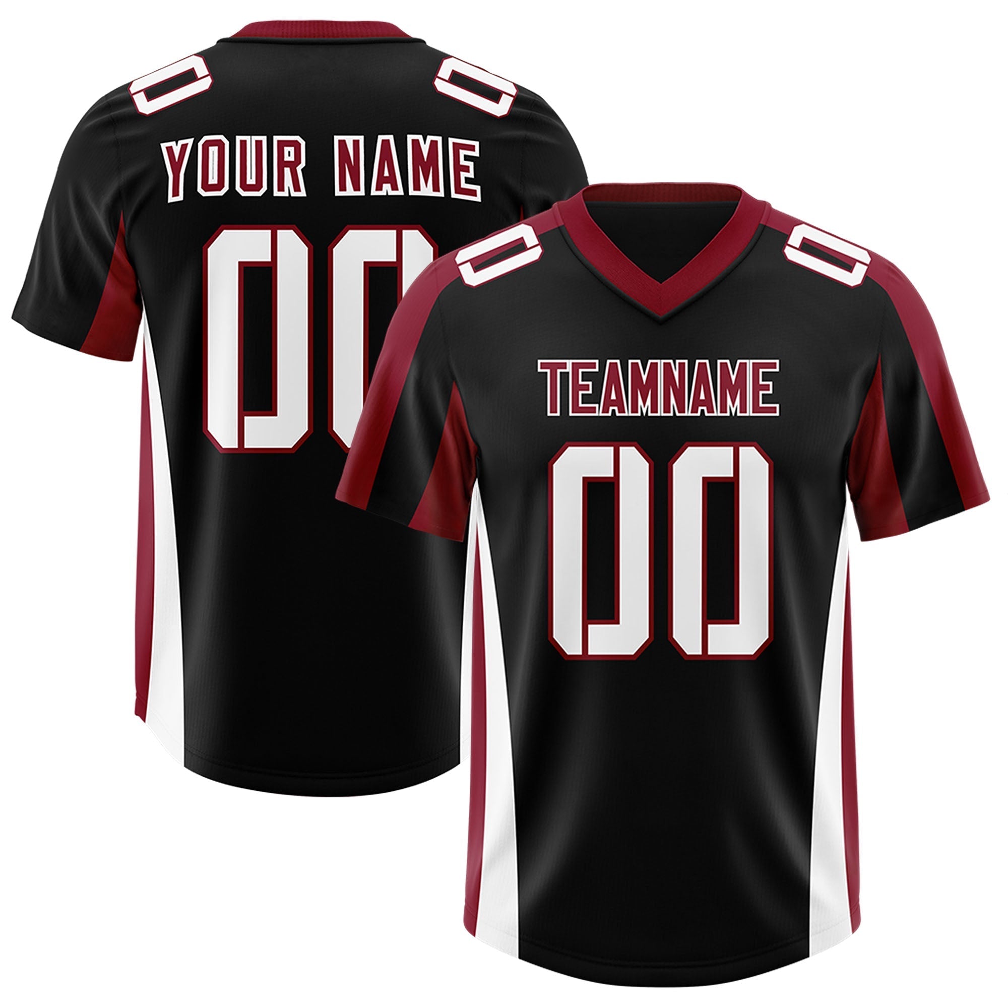 Custom Black Crimson Side Stripe Pattern Authentic American Football Jersey