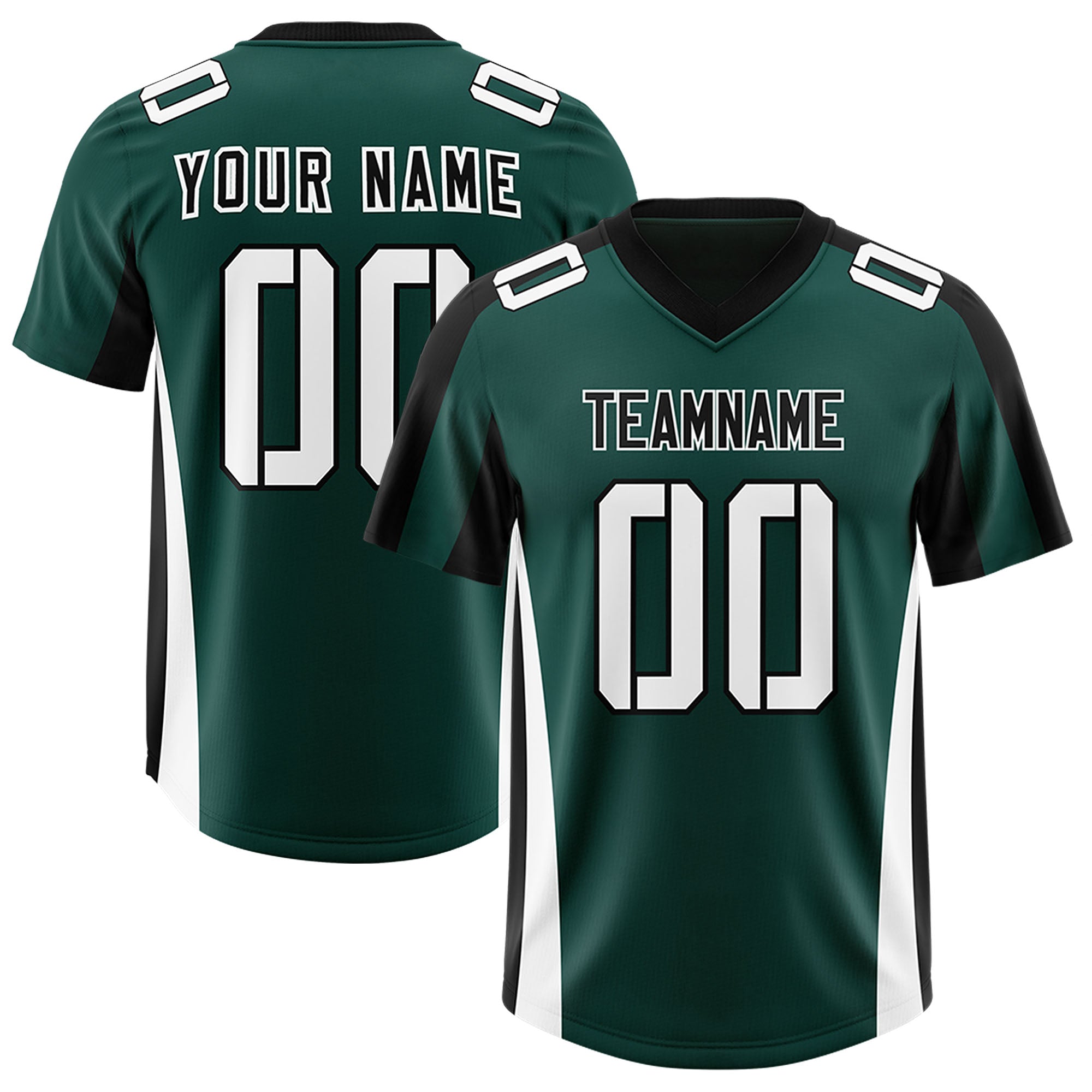 Custom Midnight Green Black Side Stripe Pattern Authentic American Football Jersey