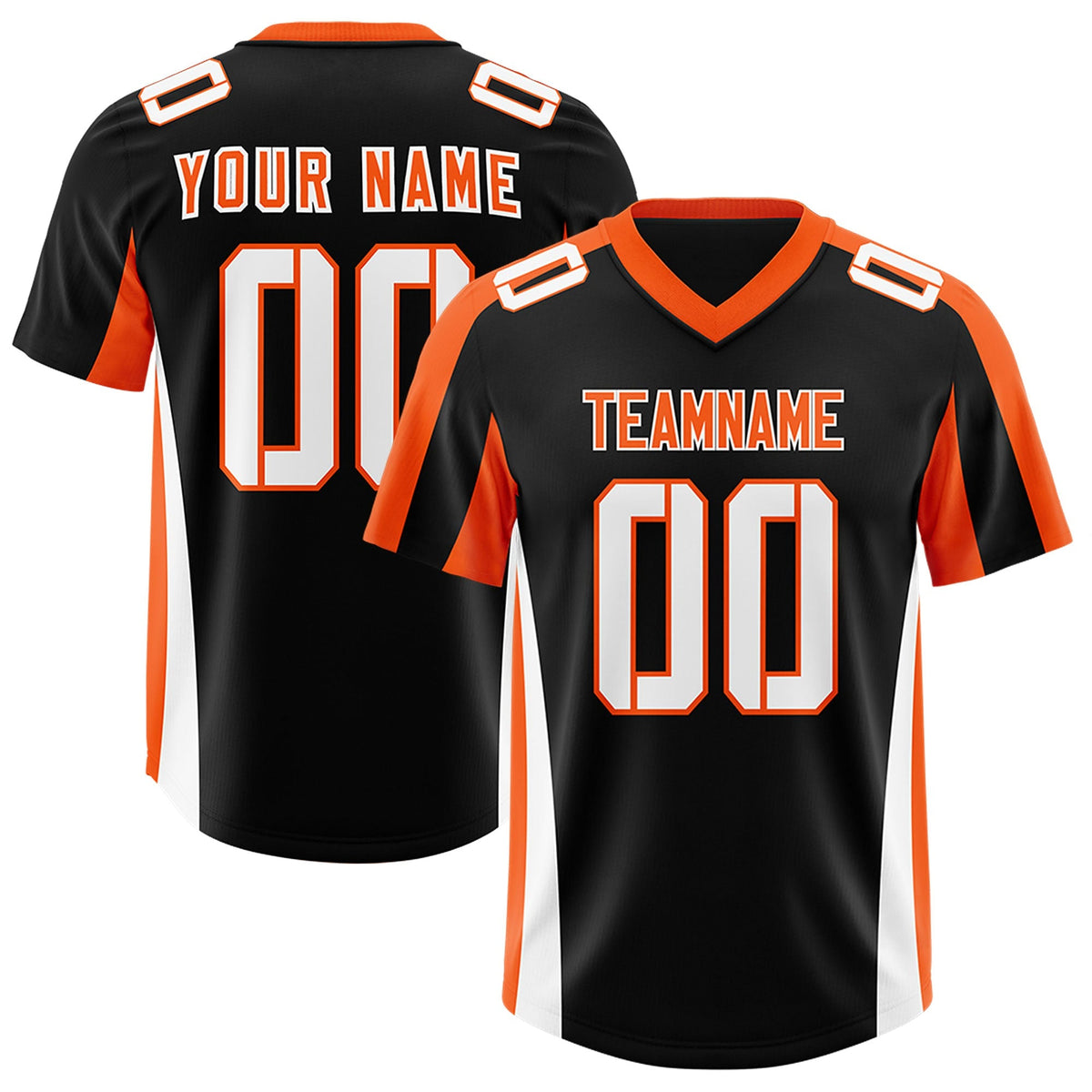 Custom Black Orange Side Stripe Pattern Authentic American Football Jersey