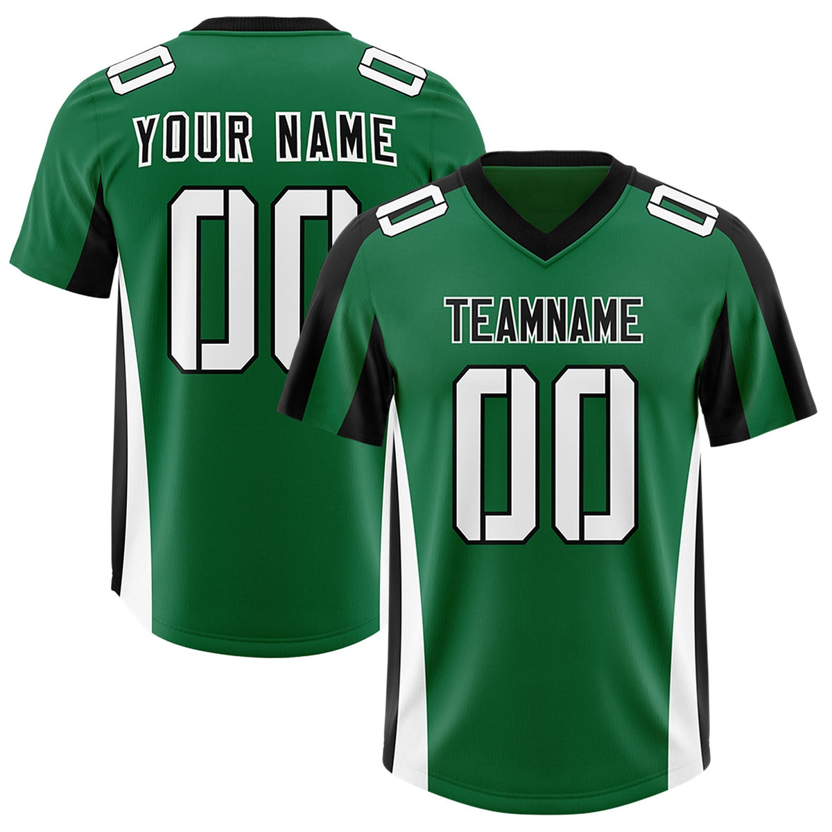 Custom Kelly Green Black Side Stripe Pattern Authentic American Football Jersey