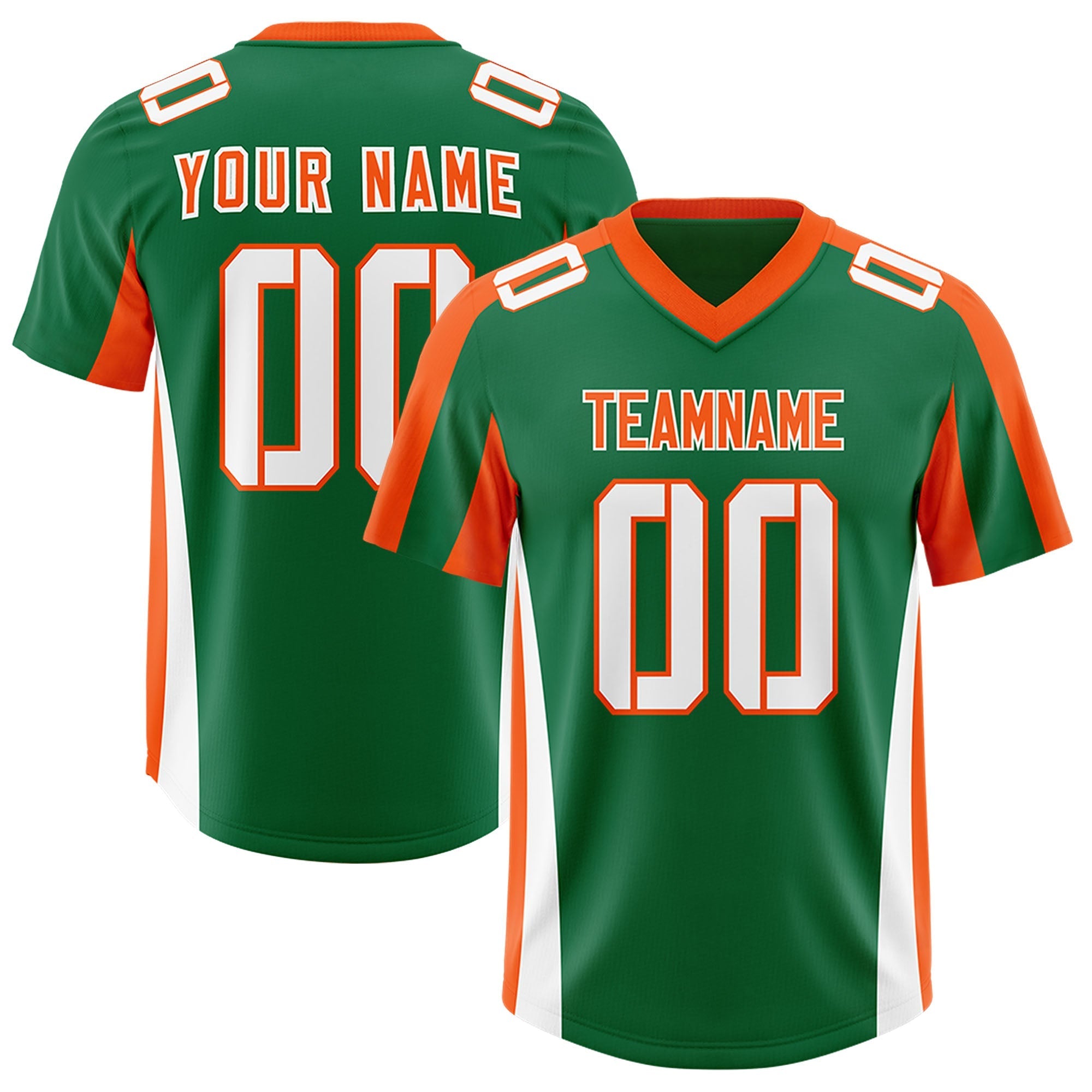 Custom Kelly Green Orange Side Stripe Pattern Authentic American Football Jersey