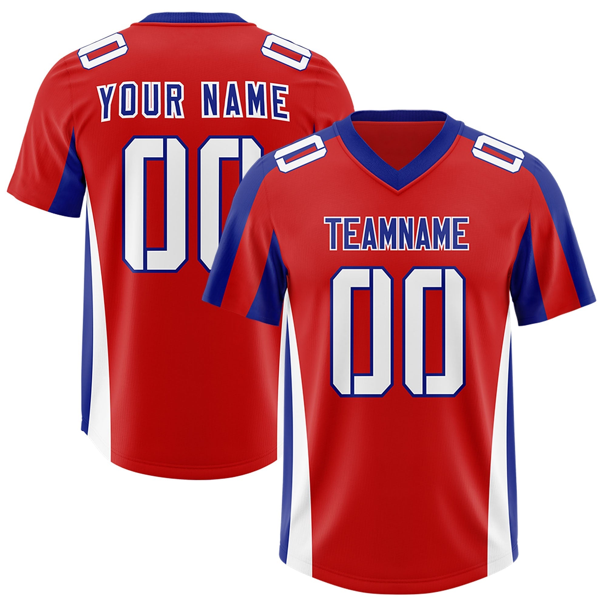Custom Red Royal Side Stripe Pattern Authentic American Football Jersey