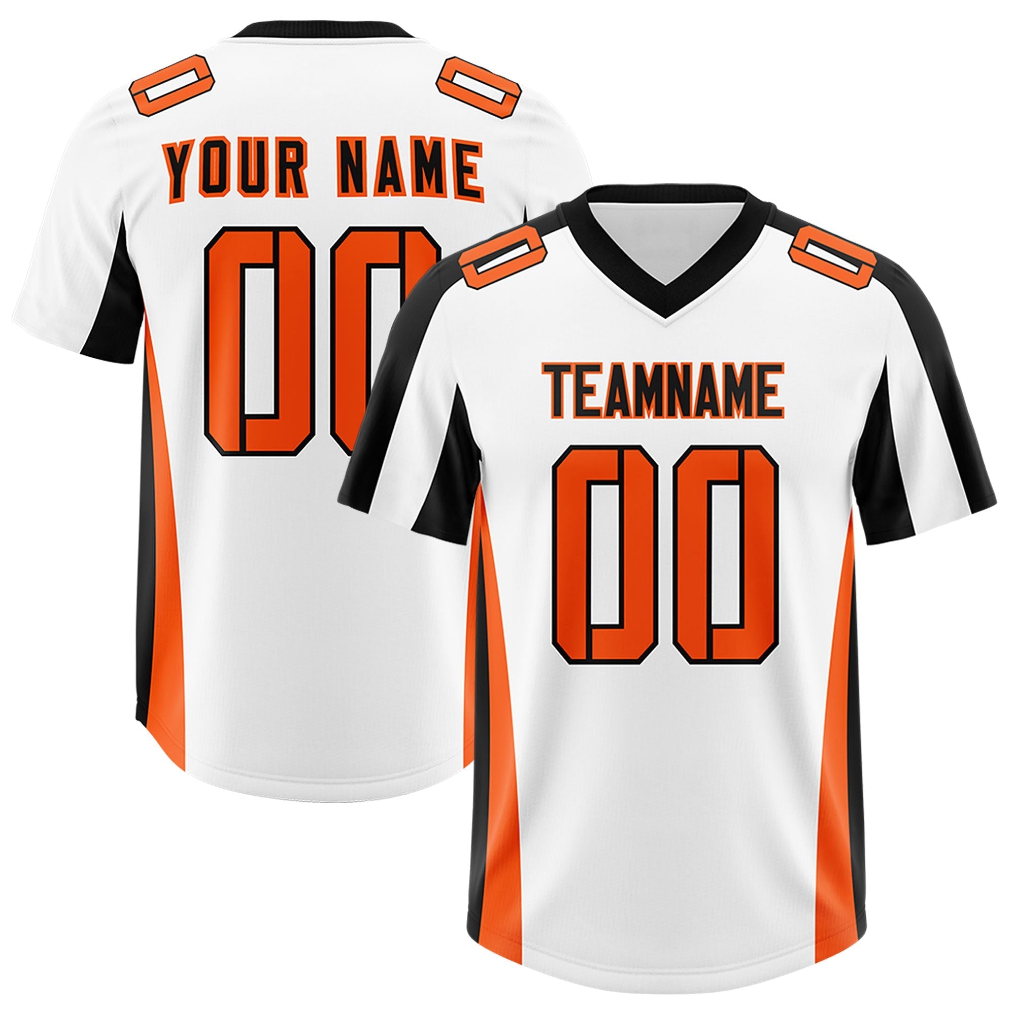 Custom White Black Side Stripe Pattern Authentic American Football Jersey