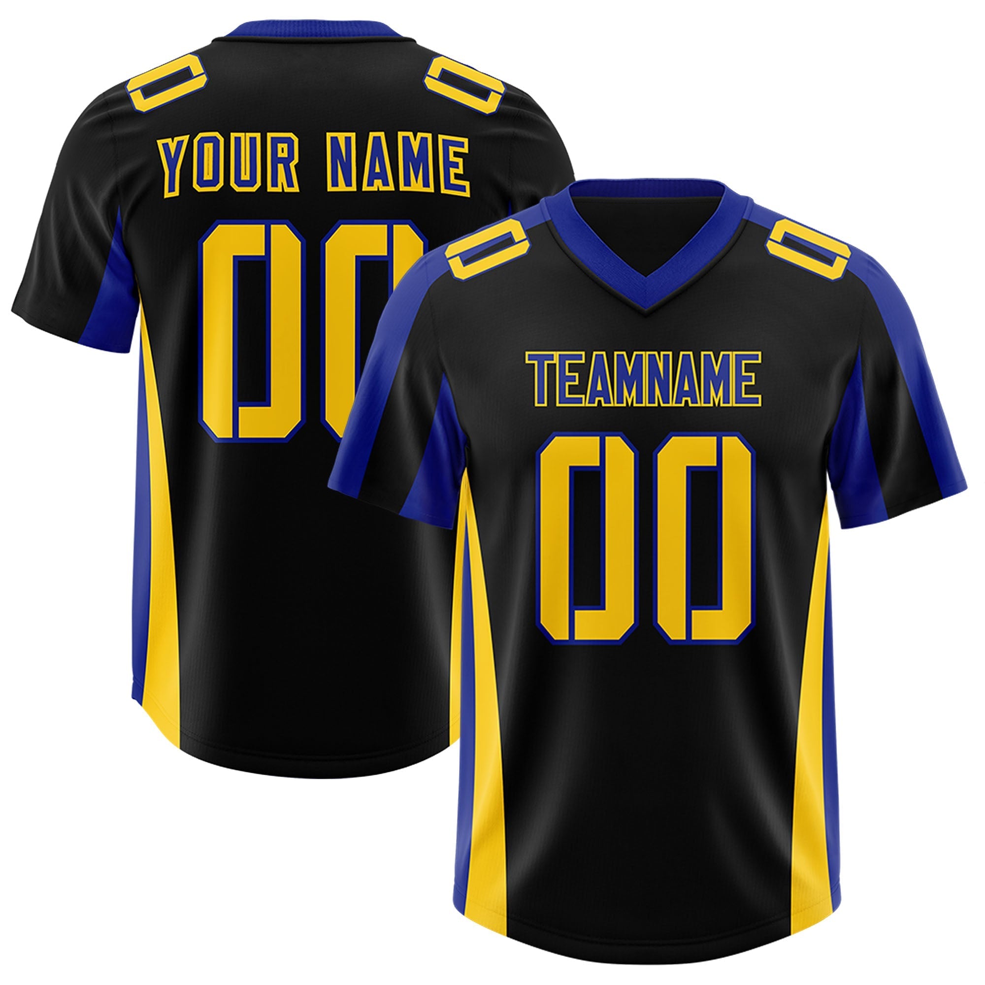 Custom Black Royal Side Stripe Pattern Authentic American Football Jersey