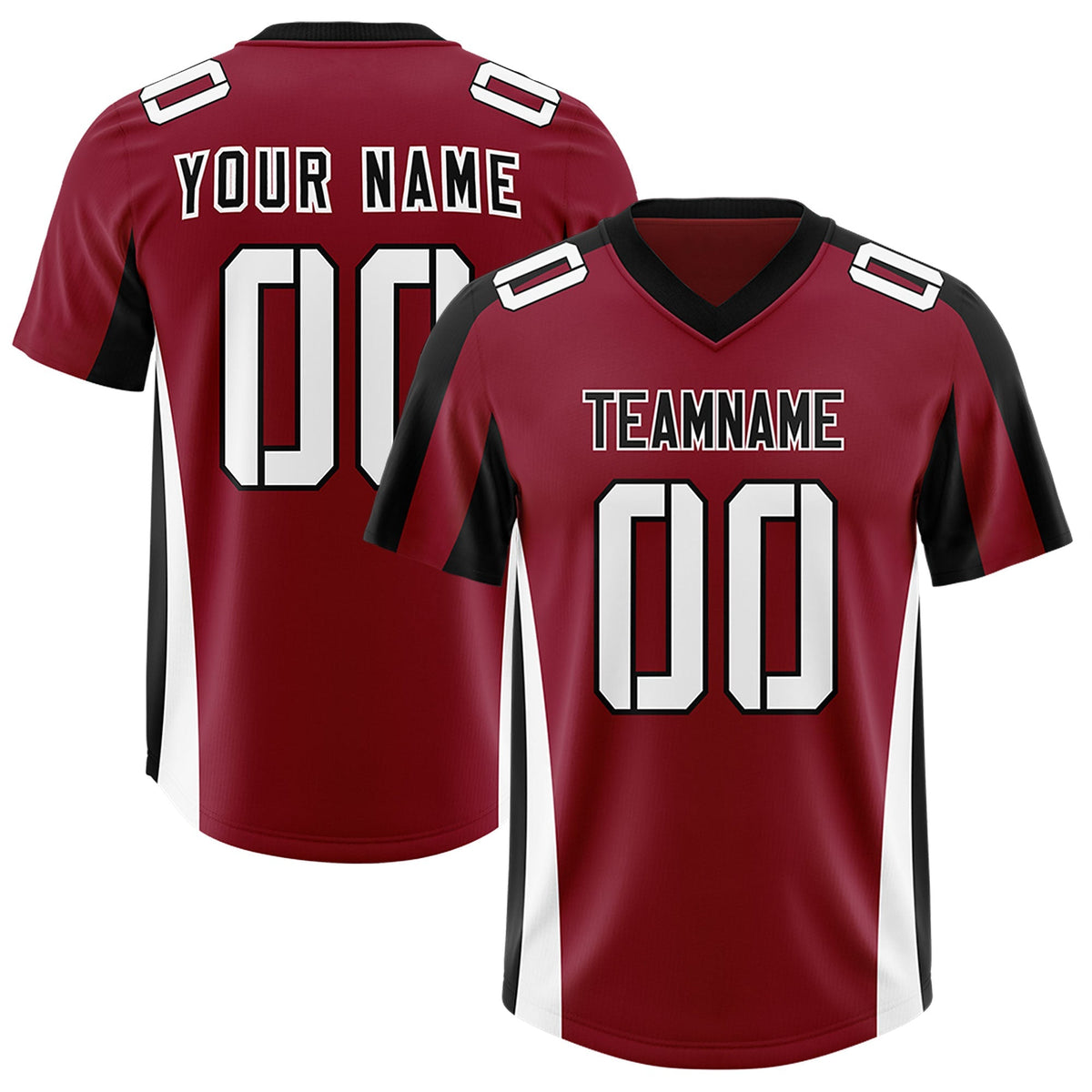 Custom Crimson Black Side Stripe Pattern Authentic American Football Jersey