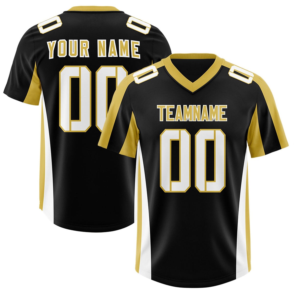 Custom Black Old Gold Side Stripe Pattern Authentic American Football Jersey