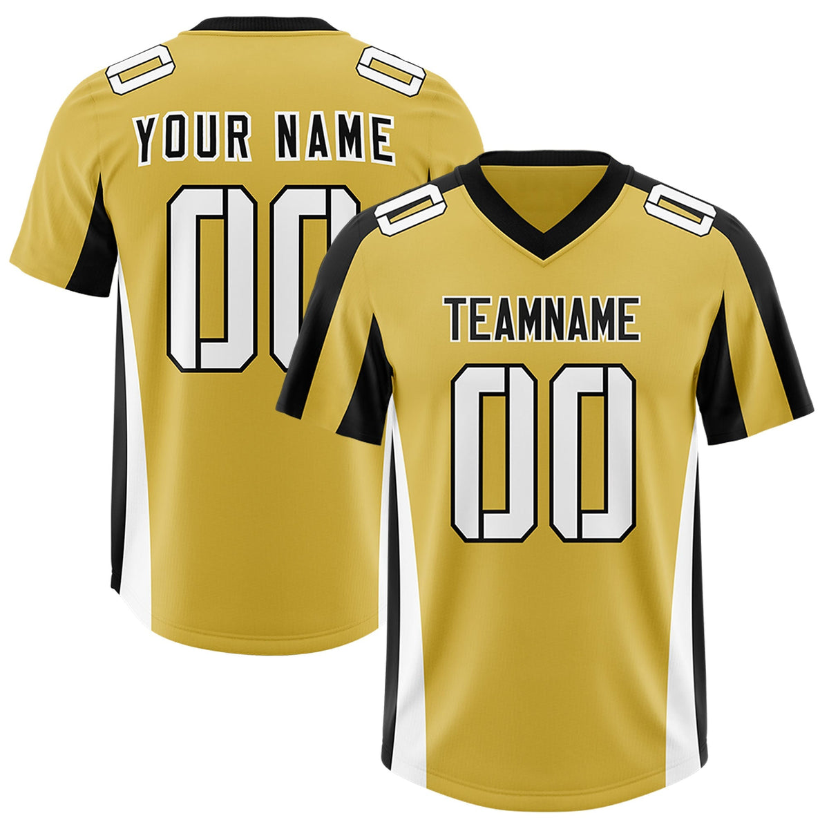 Custom Old Gold Navy Side Stripe Pattern Authentic American Football Jersey
