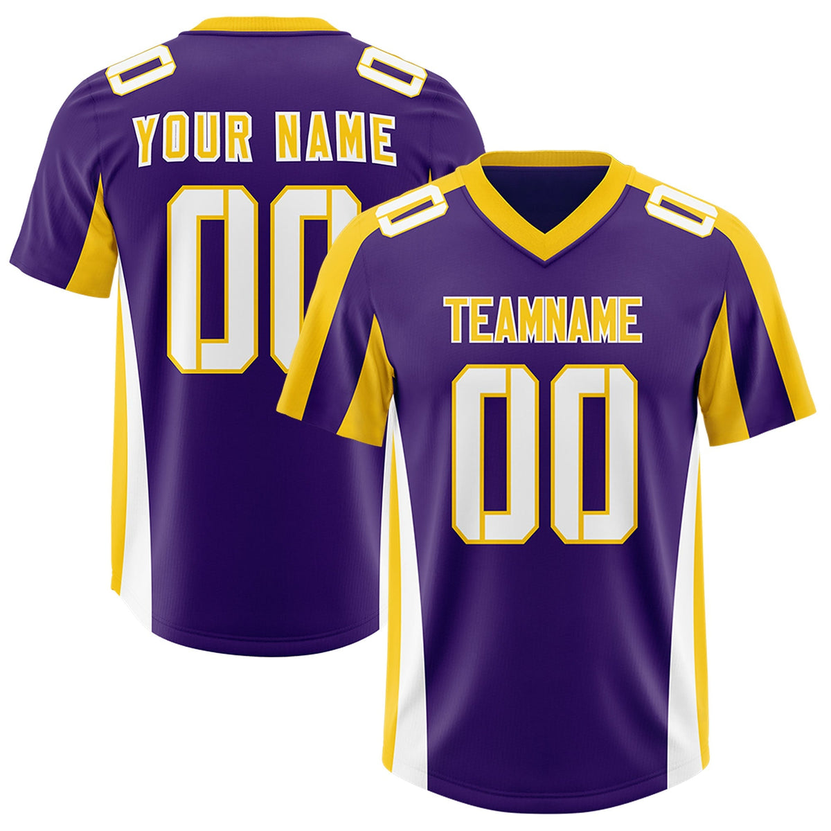 Custom Purple Gold Side Stripe Pattern Authentic American Football Jersey