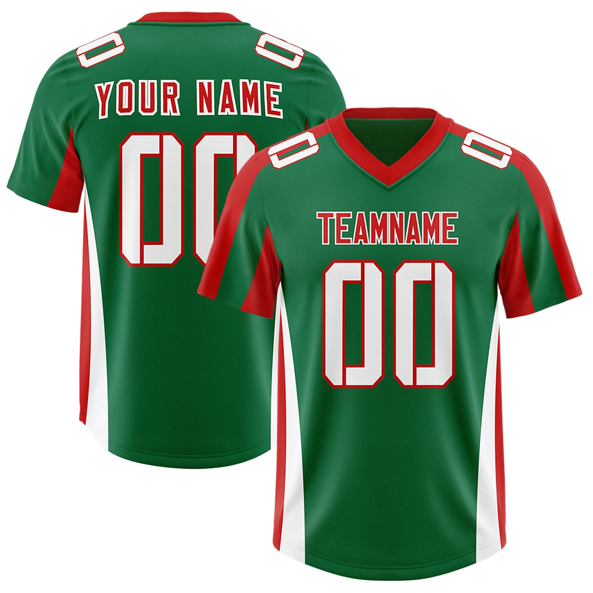 Custom Kelly Green Red Side Stripe Pattern Authentic American Football Jersey