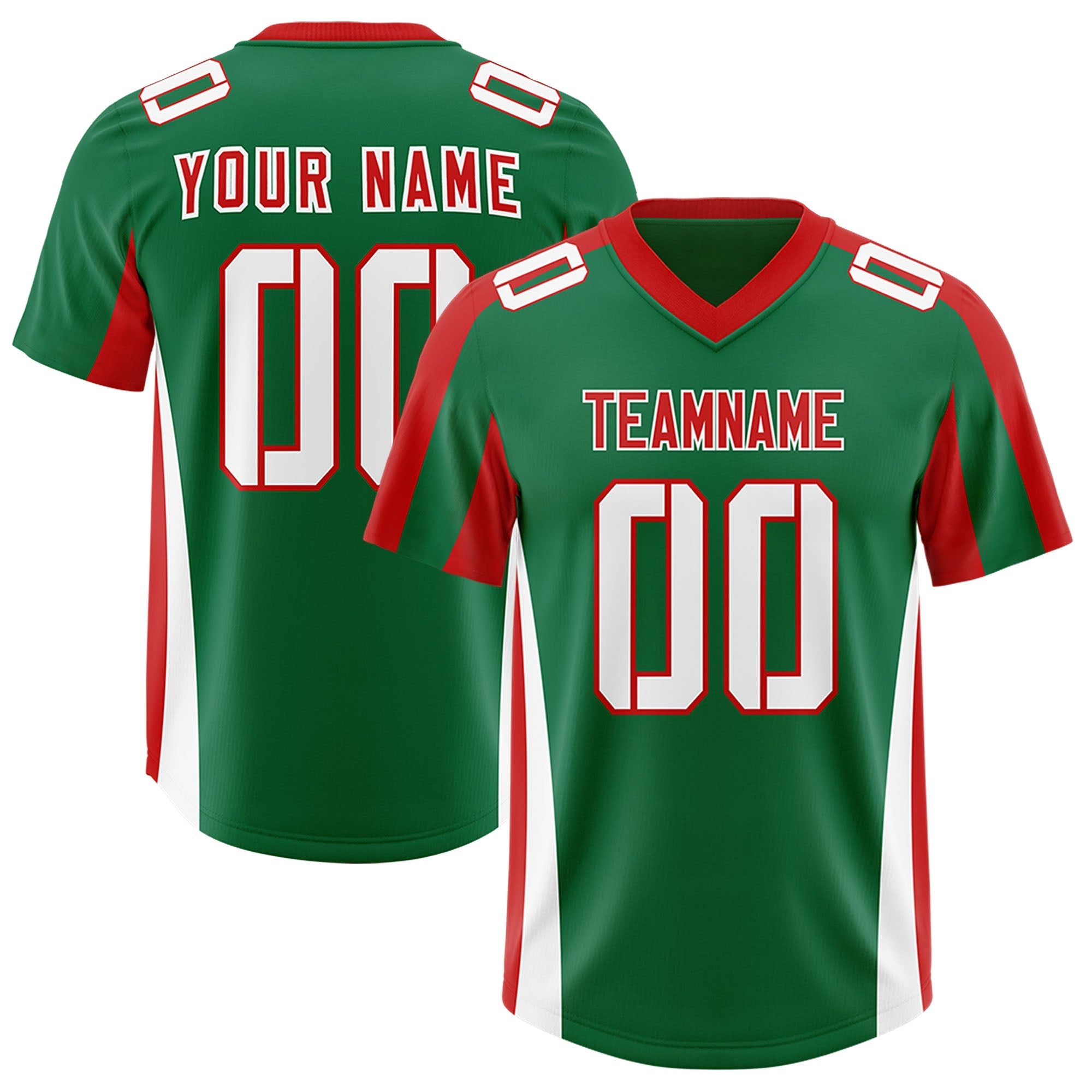Custom Kelly Green Red Side Stripe Pattern Authentic American Football Jersey