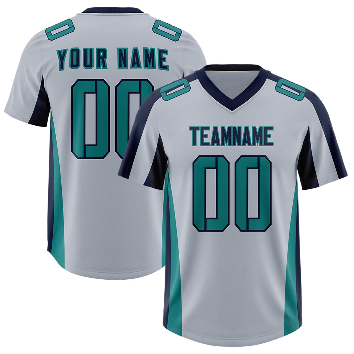 Custom Silver Navy Side Stripe Pattern Authentic American Football Jersey