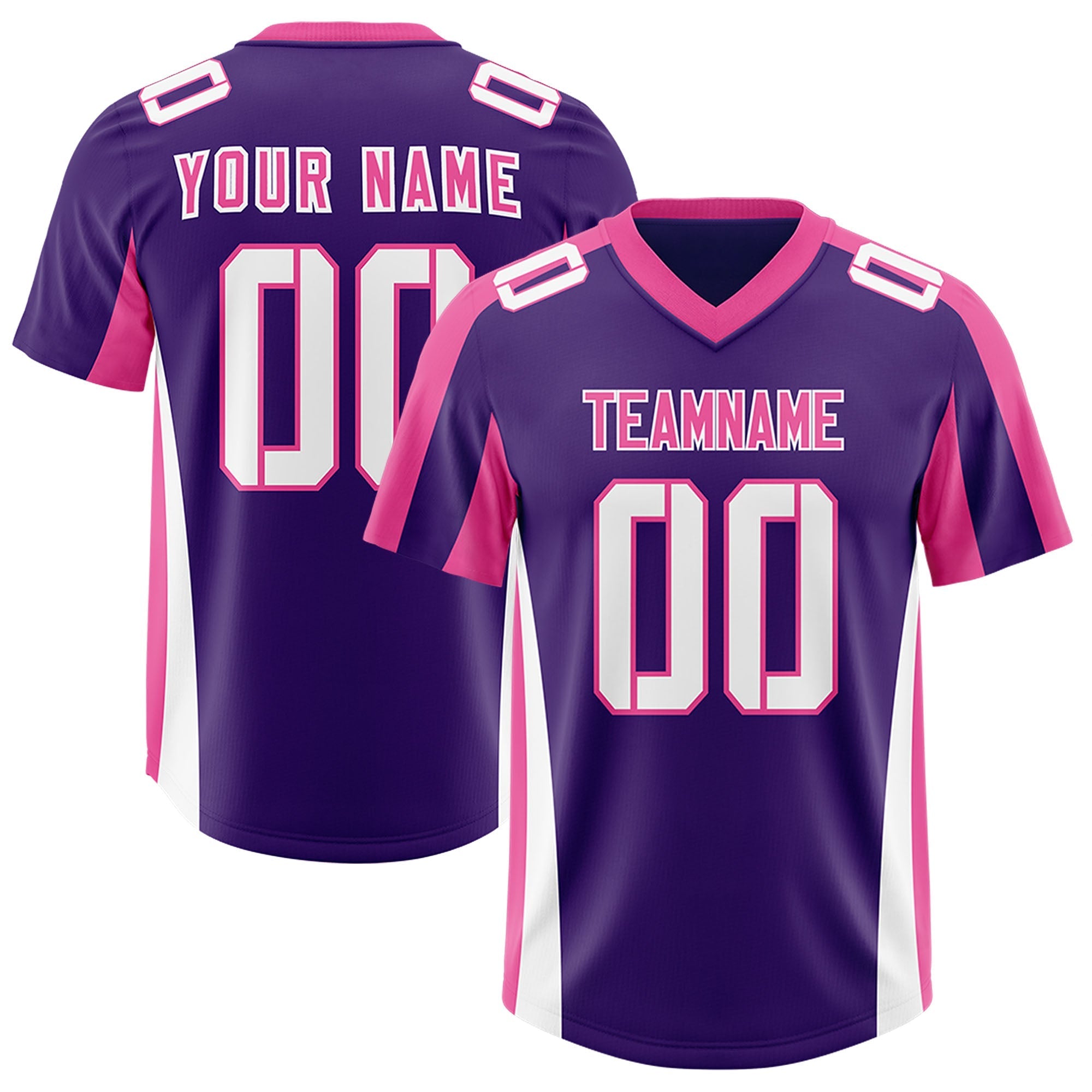 Custom Purple Pink Side Stripe Pattern Authentic American Football Jersey