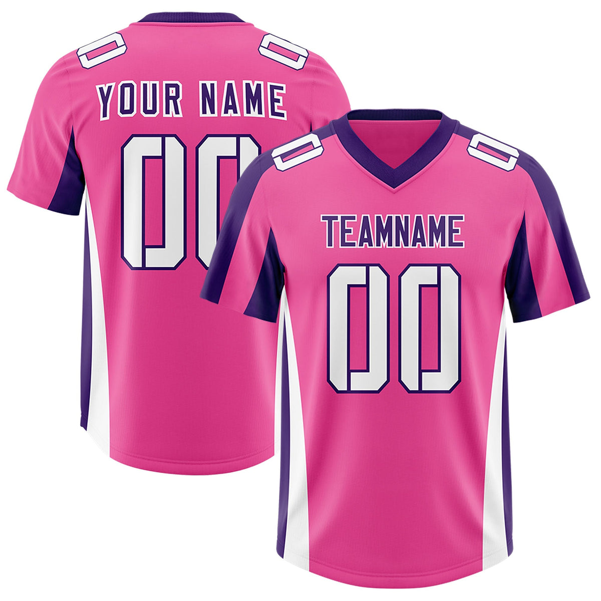 Custom Pink Purple Side Stripe Pattern Authentic American Football Jersey