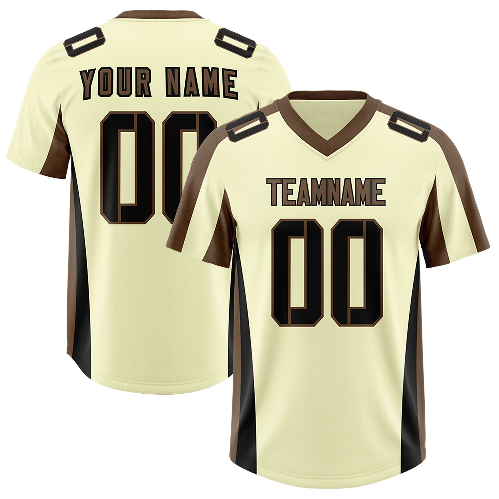 Custom Cream Light Brown Side Stripe Pattern Authentic American Football Jersey