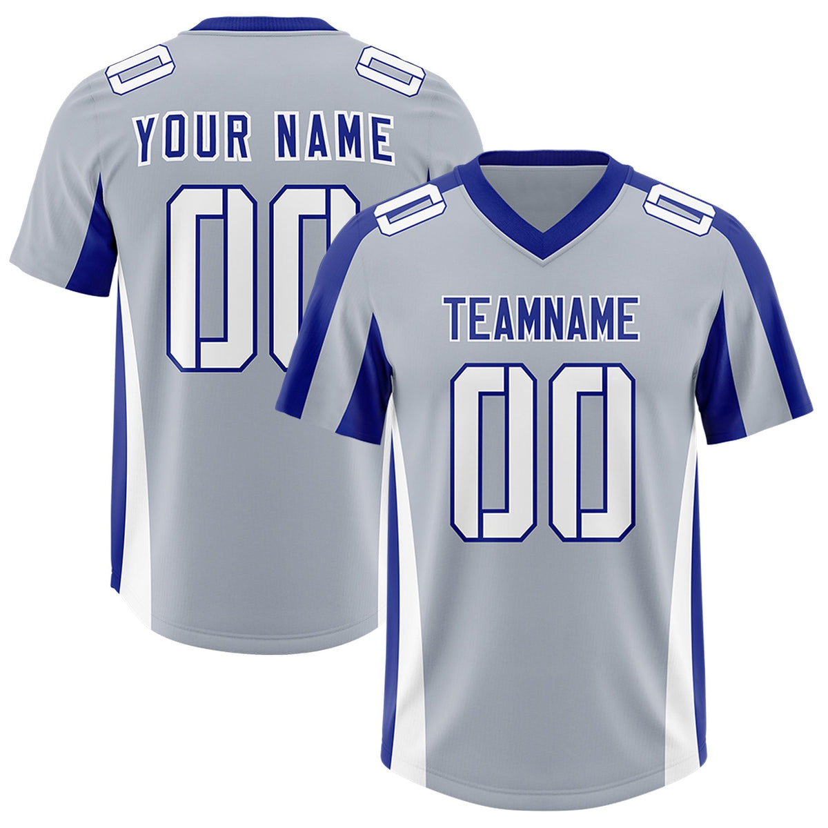 Custom Silver Royal Side Stripe Pattern Authentic American Football Jersey