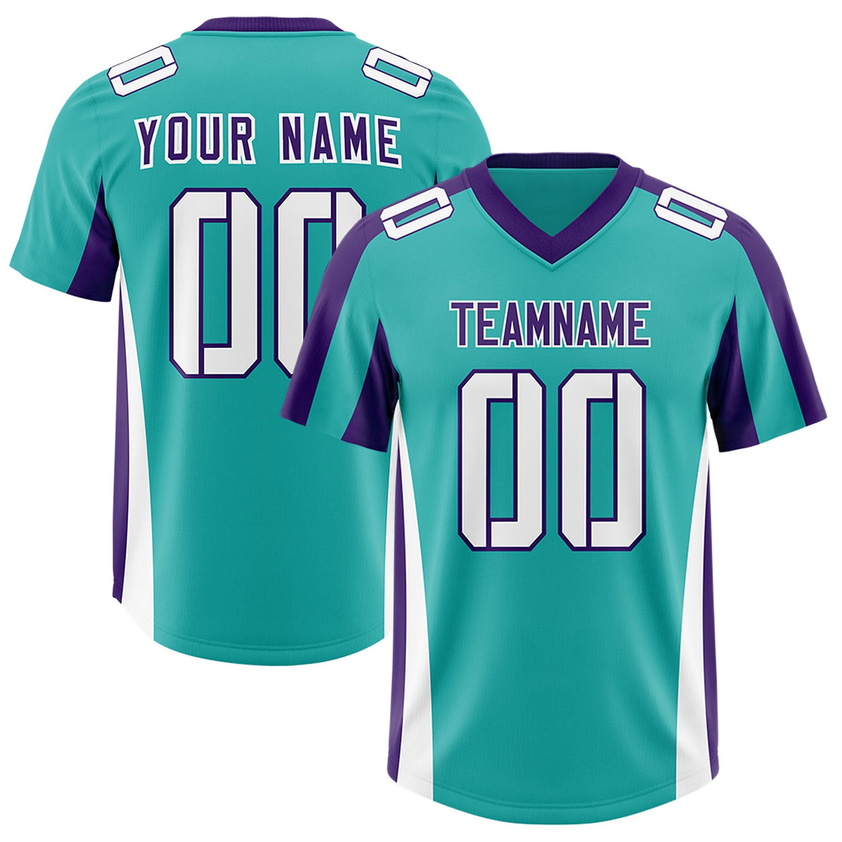 Custom Aqua Purple Side Stripe Pattern Authentic American Football Jersey