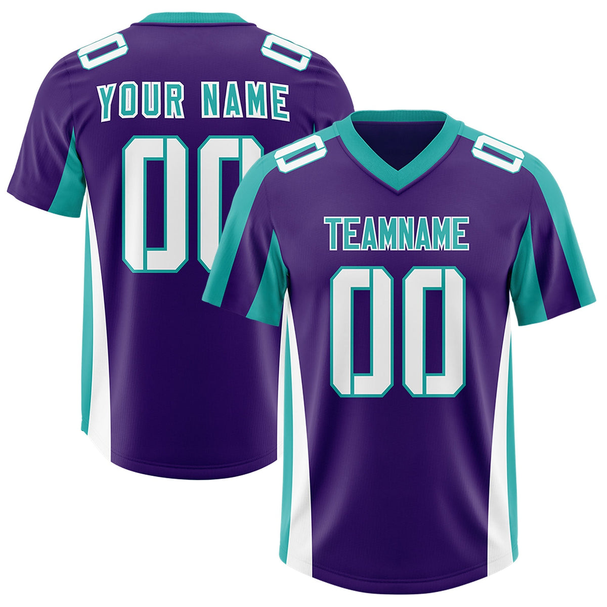 Custom Purple Aqua Side Stripe Pattern Authentic American Football Jersey