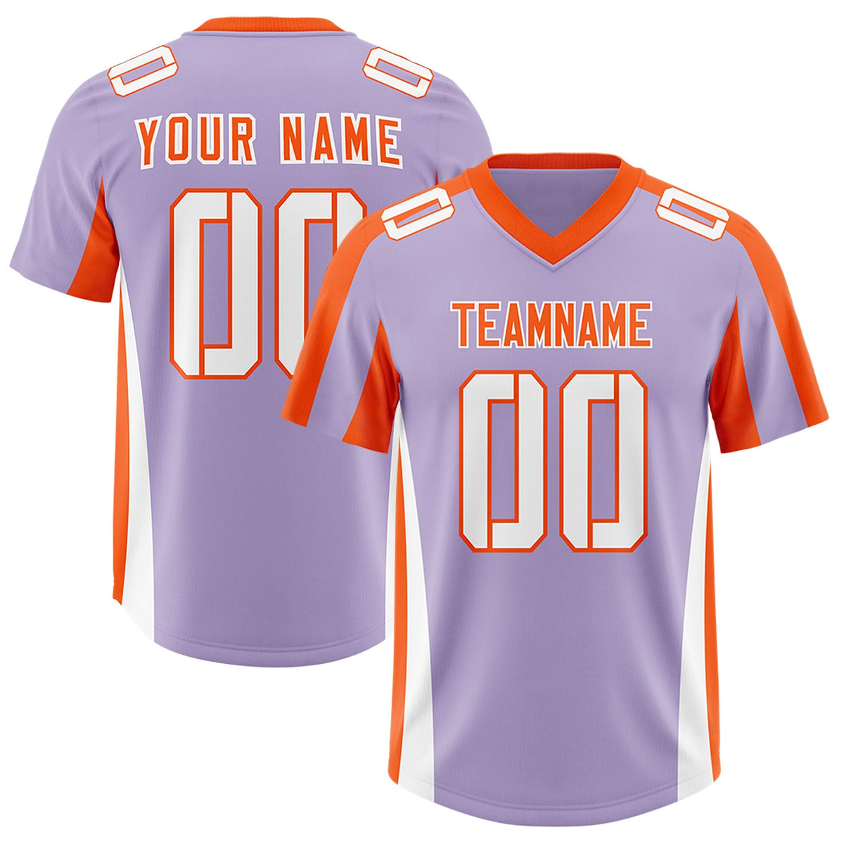 Custom Light Purple Orange Side Stripe Pattern Authentic American Football Jersey