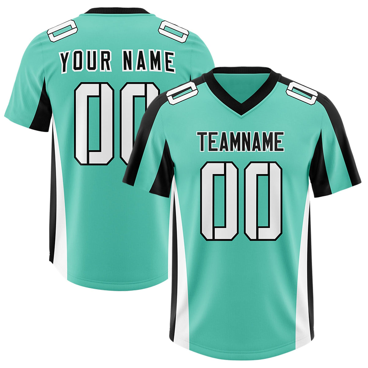 Custom Bright Green Black Side Stripe Pattern Authentic American Football Jersey