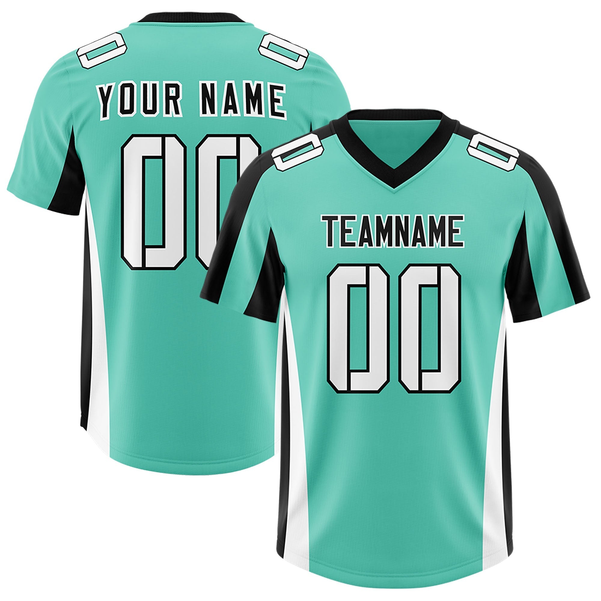 Custom Bright Green Black Side Stripe Pattern Authentic American Football Jersey