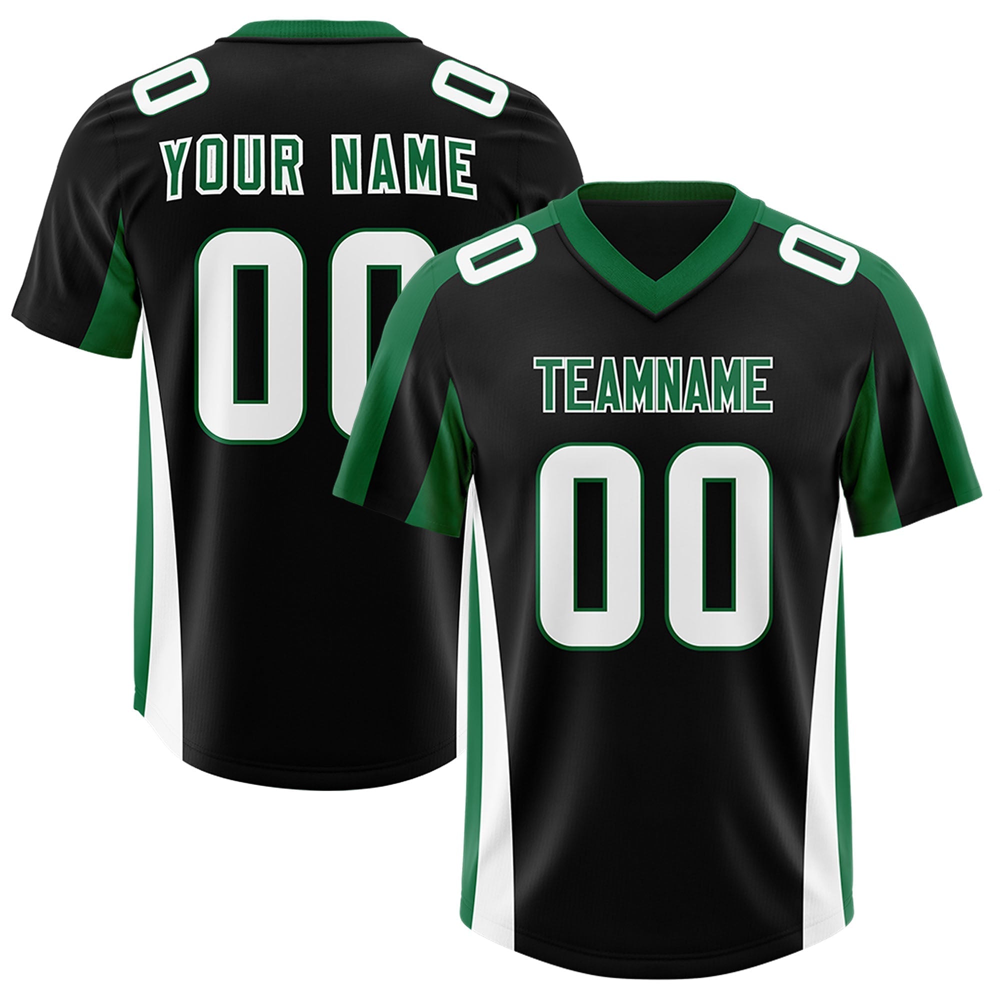 Custom Black Kelly Green Side Stripe Pattern Authentic American Football Jersey