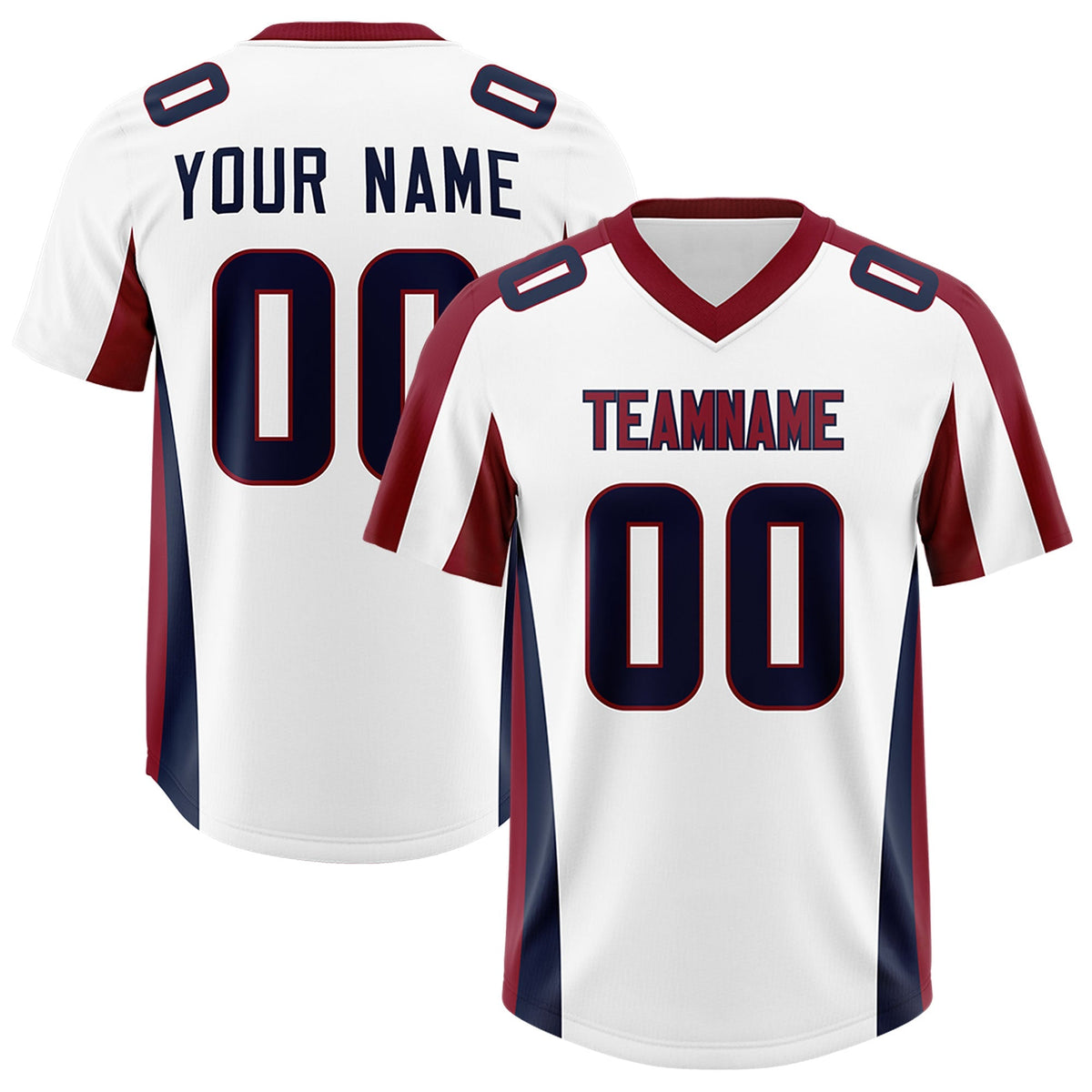 Custom White Crimson Side Stripe Pattern Authentic American Football Jersey