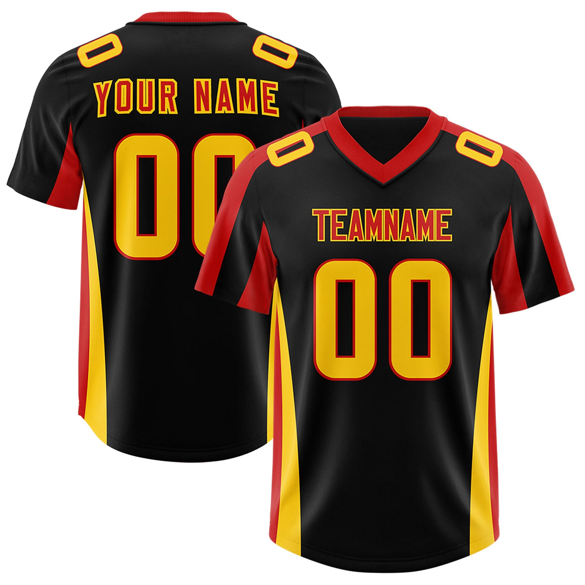 Custom Black Red Side Stripe Pattern Authentic American Football Jersey